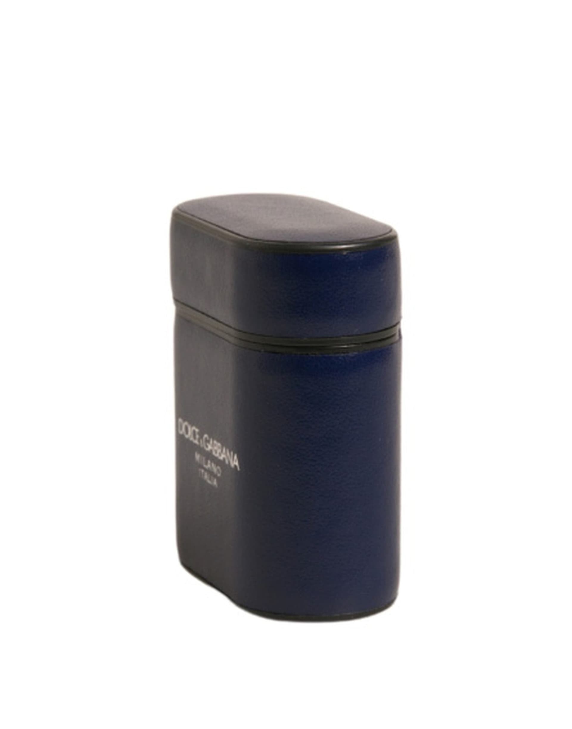 Blue Leather Logo Print Flip Holder Airpods Case - 3
