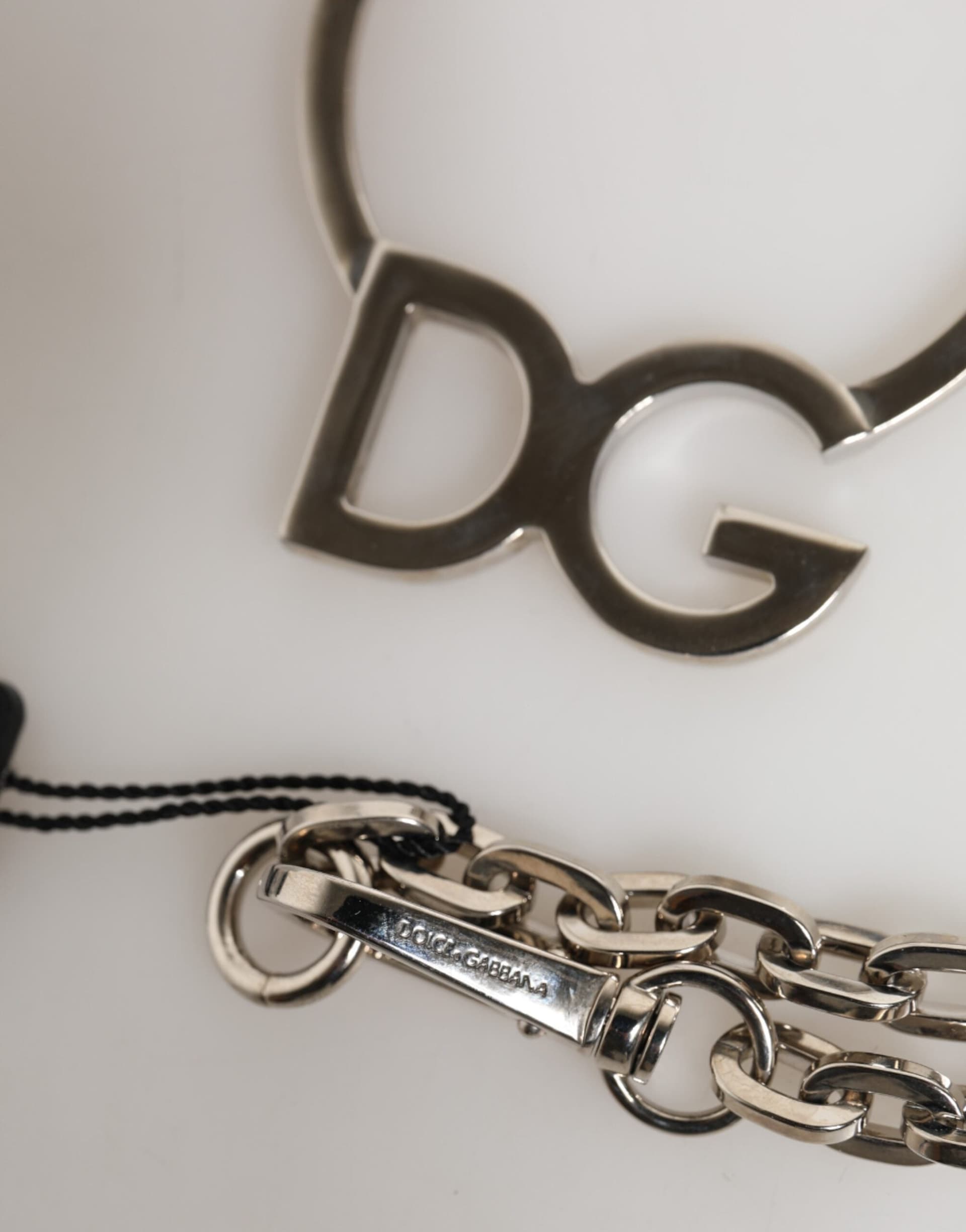 Silver Tone Brass Chain DG Logo Pendant Men Necklace - 5