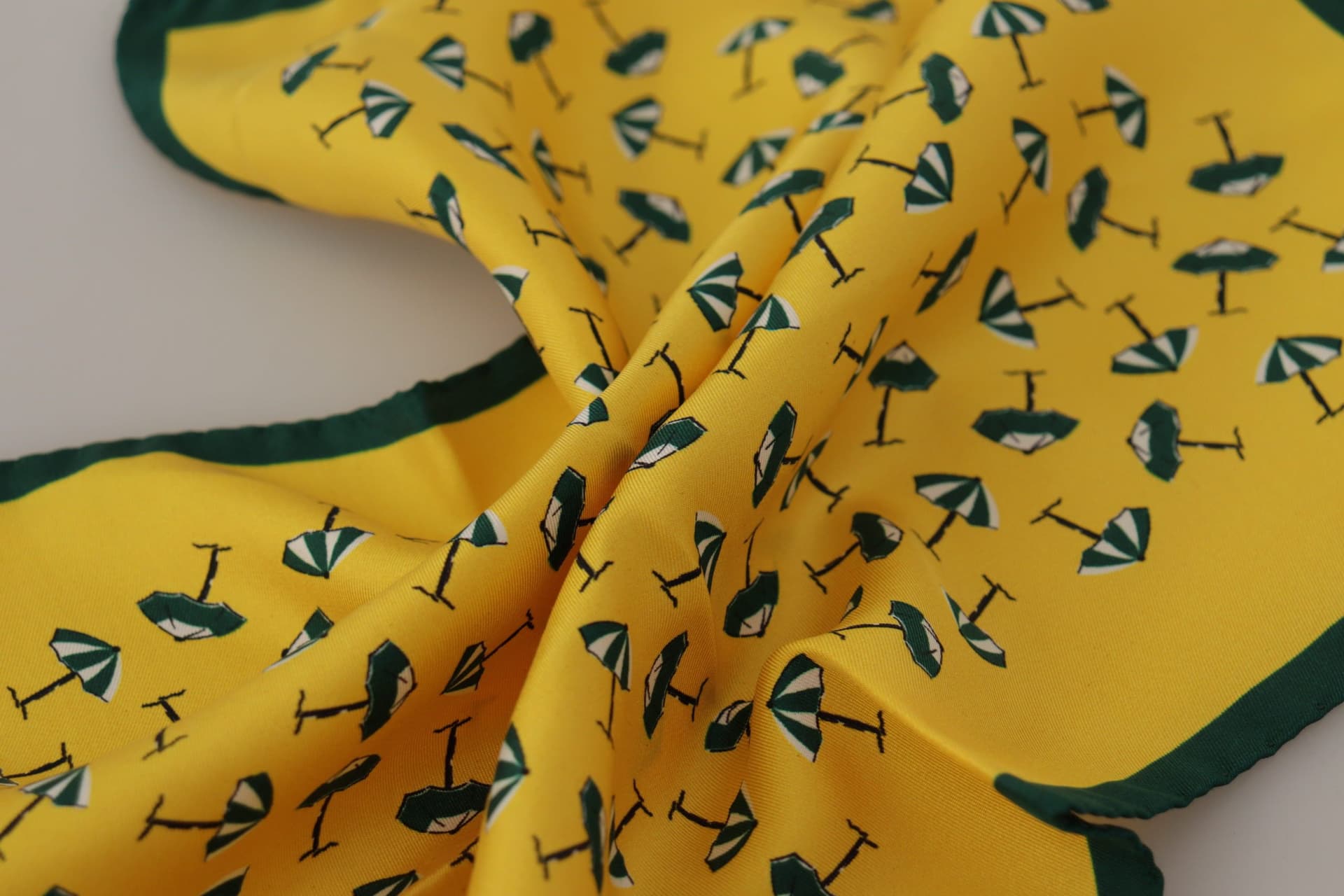 Yellow Printed DG Logo Square Mens Handkerchief Scarf - 2
