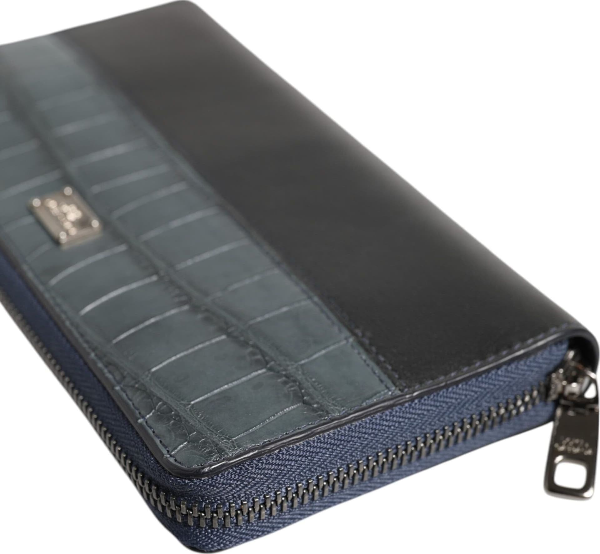 Black Blue Exotic Leather Men Continental Clutch Wallet - 5