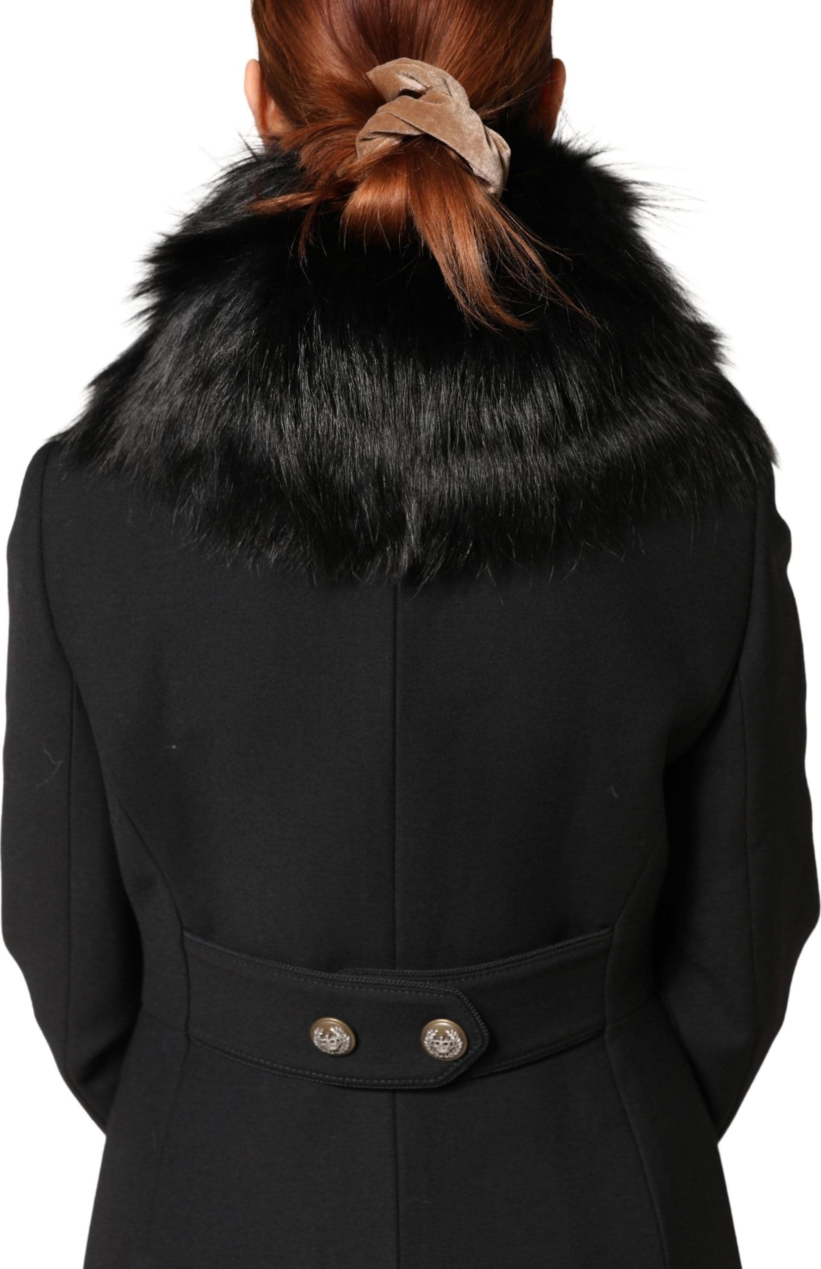 Black Fur Shoulder Collar Wrap Shawl Scarf - 2