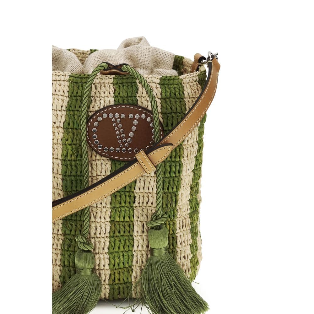 Bicolor Raffia Backet Bag - 4