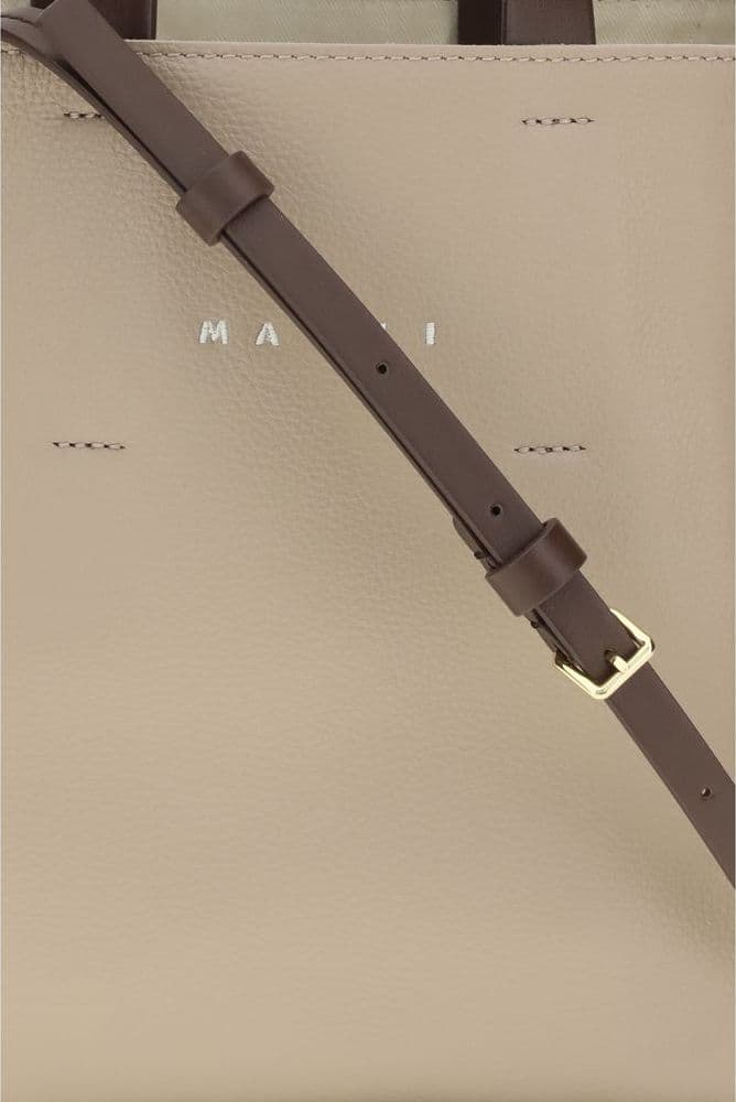 Beige Calf Leather Bos Taurus Handbag - 4