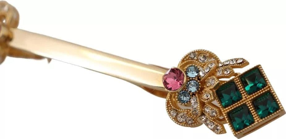 Gold Plated 925 Sterling Silver Crystal Collar Stop Brooch - 2