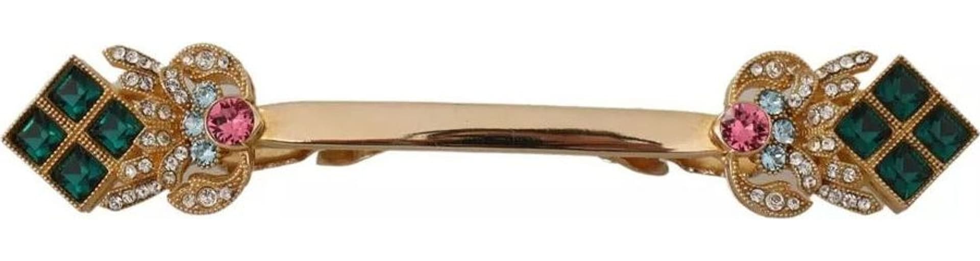 Gold Plated 925 Sterling Silver Crystal Collar Stop Brooch - 4