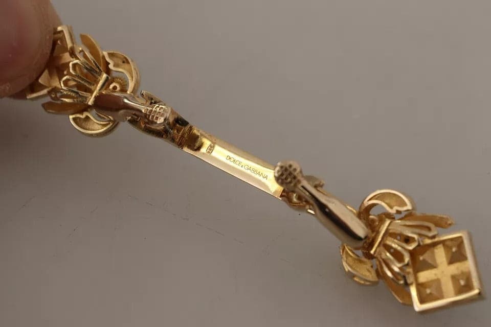 Gold Plated 925 Sterling Silver Crystal Collar Stop Brooch - 6
