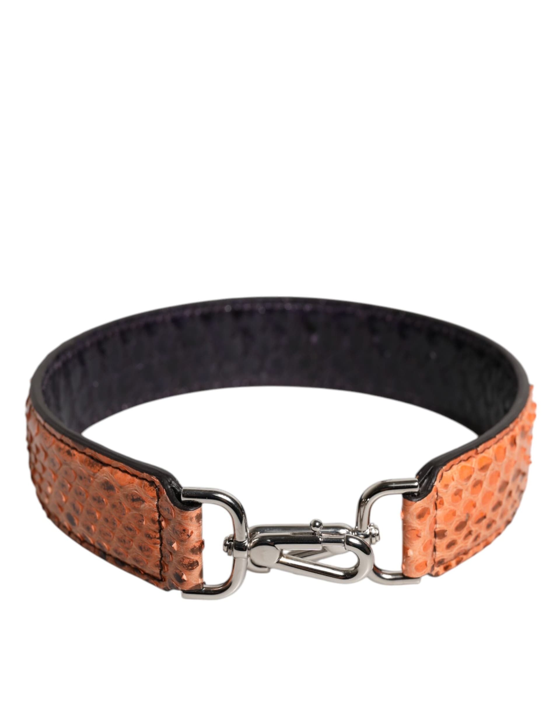Black Beige Exotic Leather Bag Shoulder Strap - 2