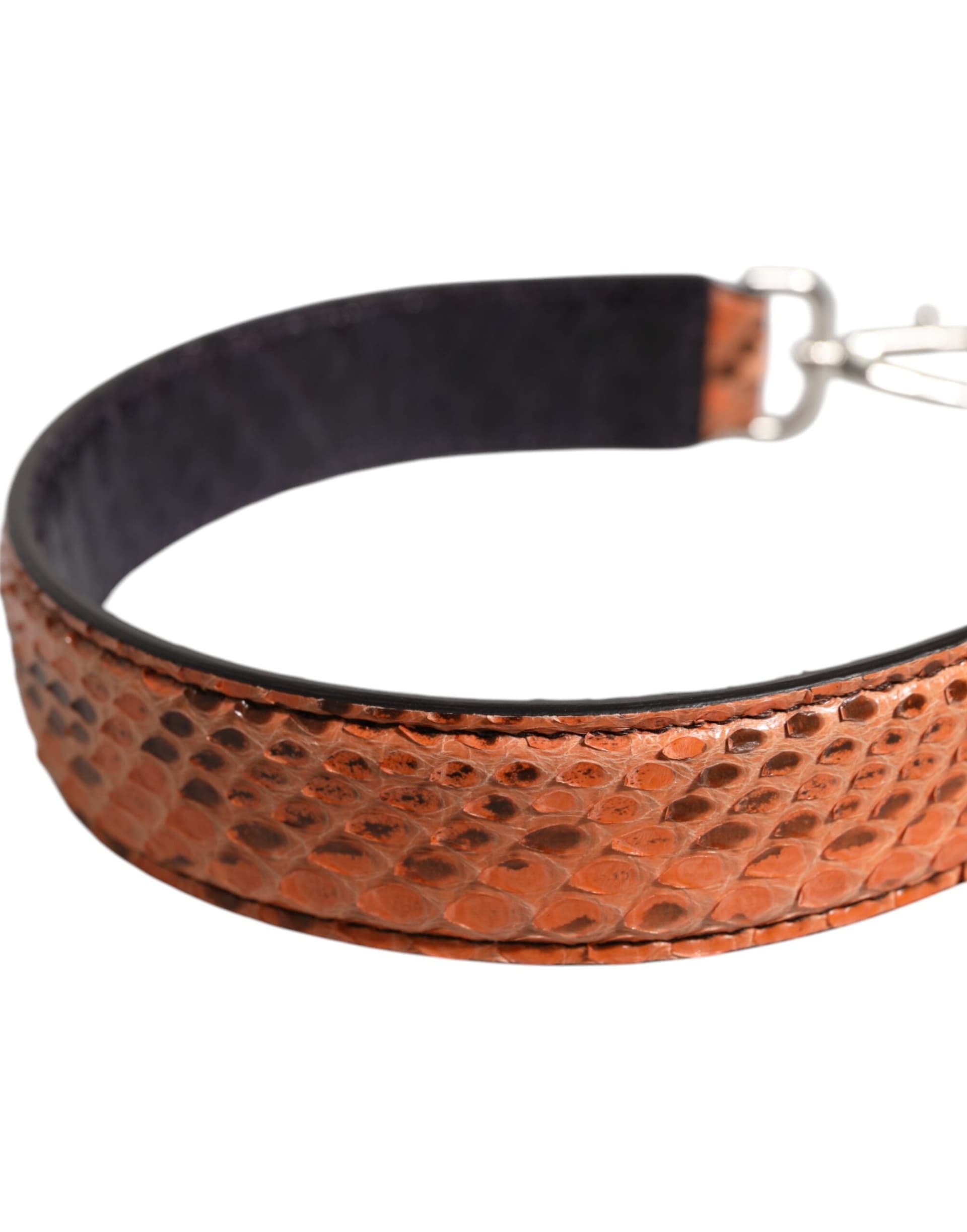 Black Beige Exotic Leather Bag Shoulder Strap - 6