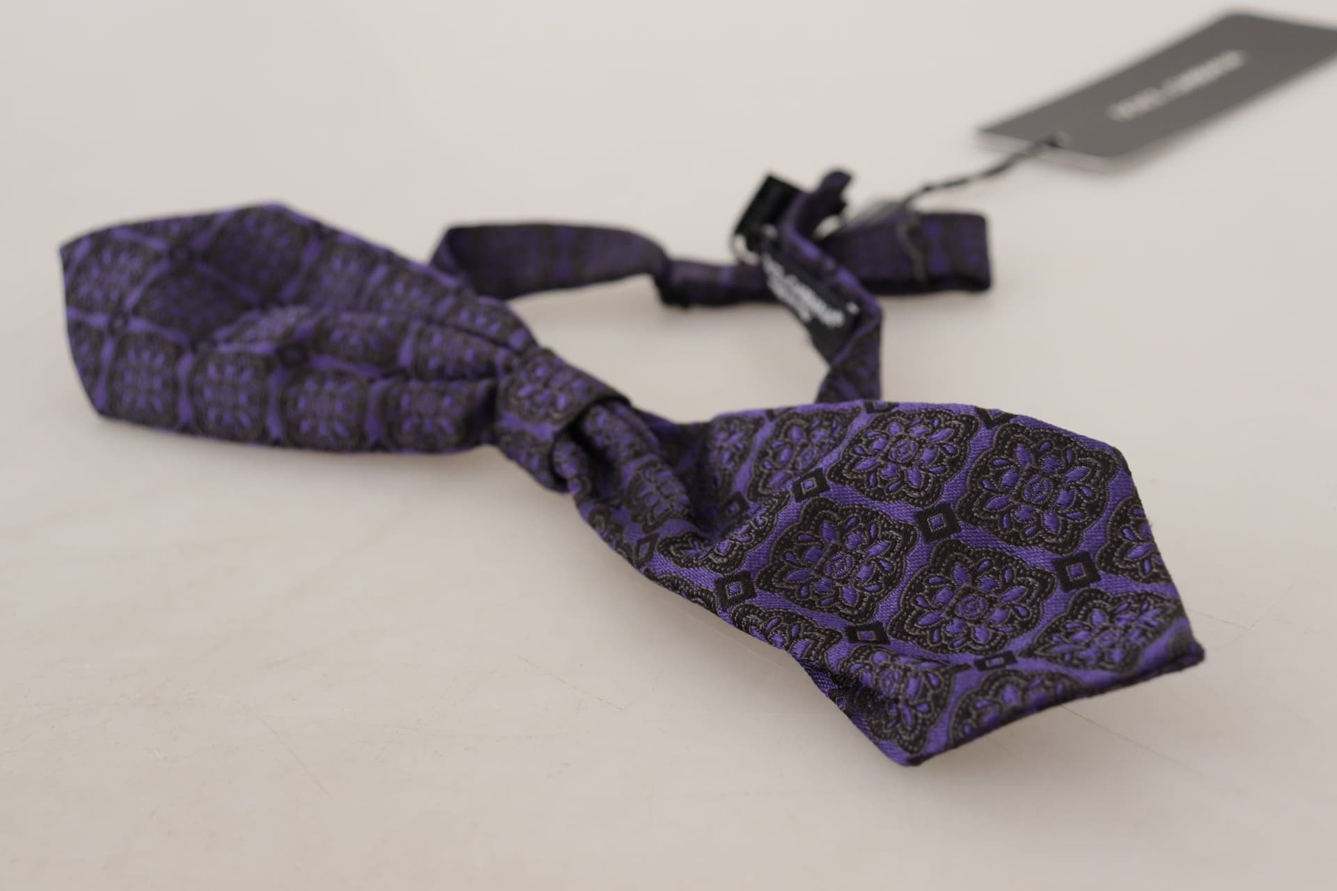 Blue Geometric Silk Adjustable Neck Papillon Tie - 2