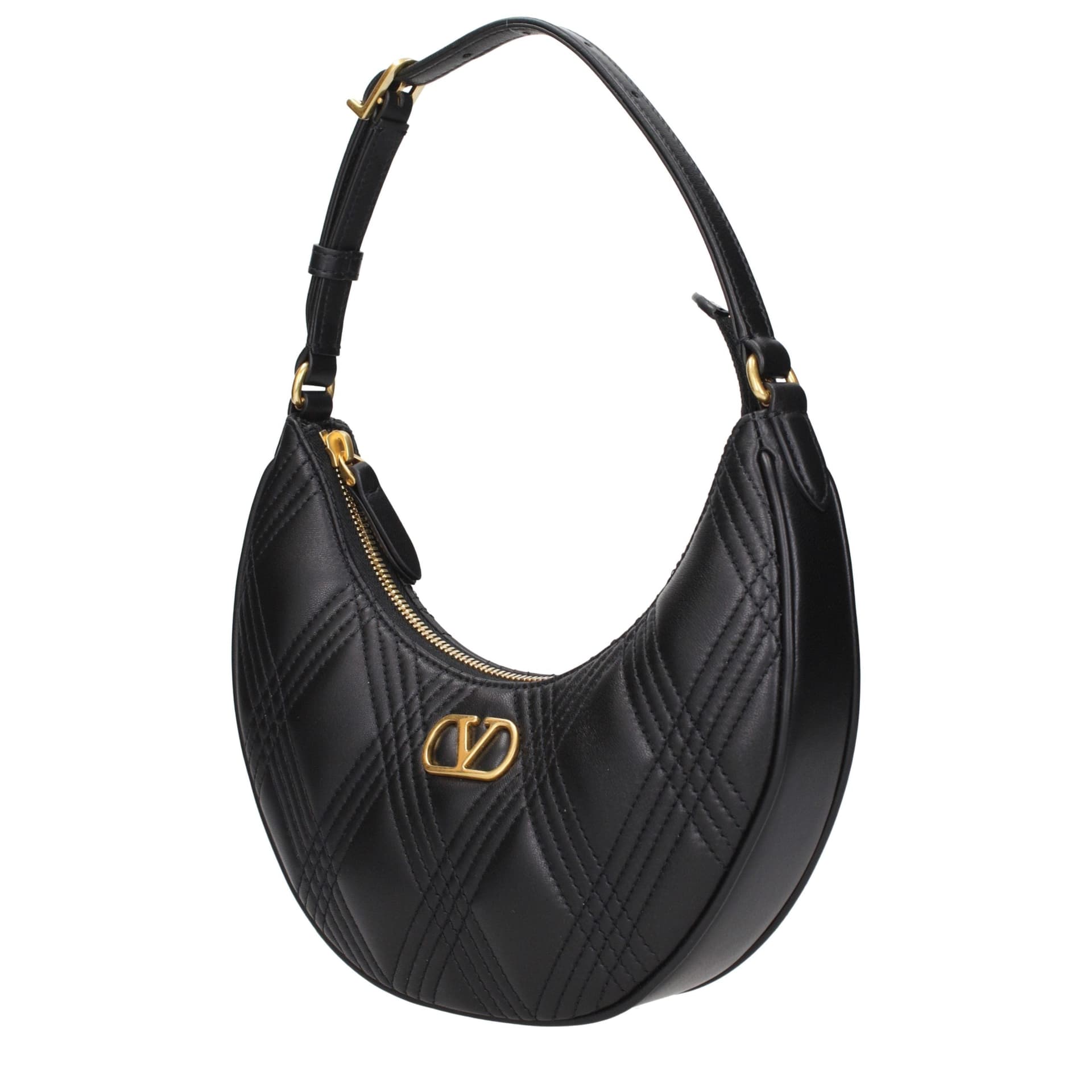 Black Leather Shoulder Bag - 2