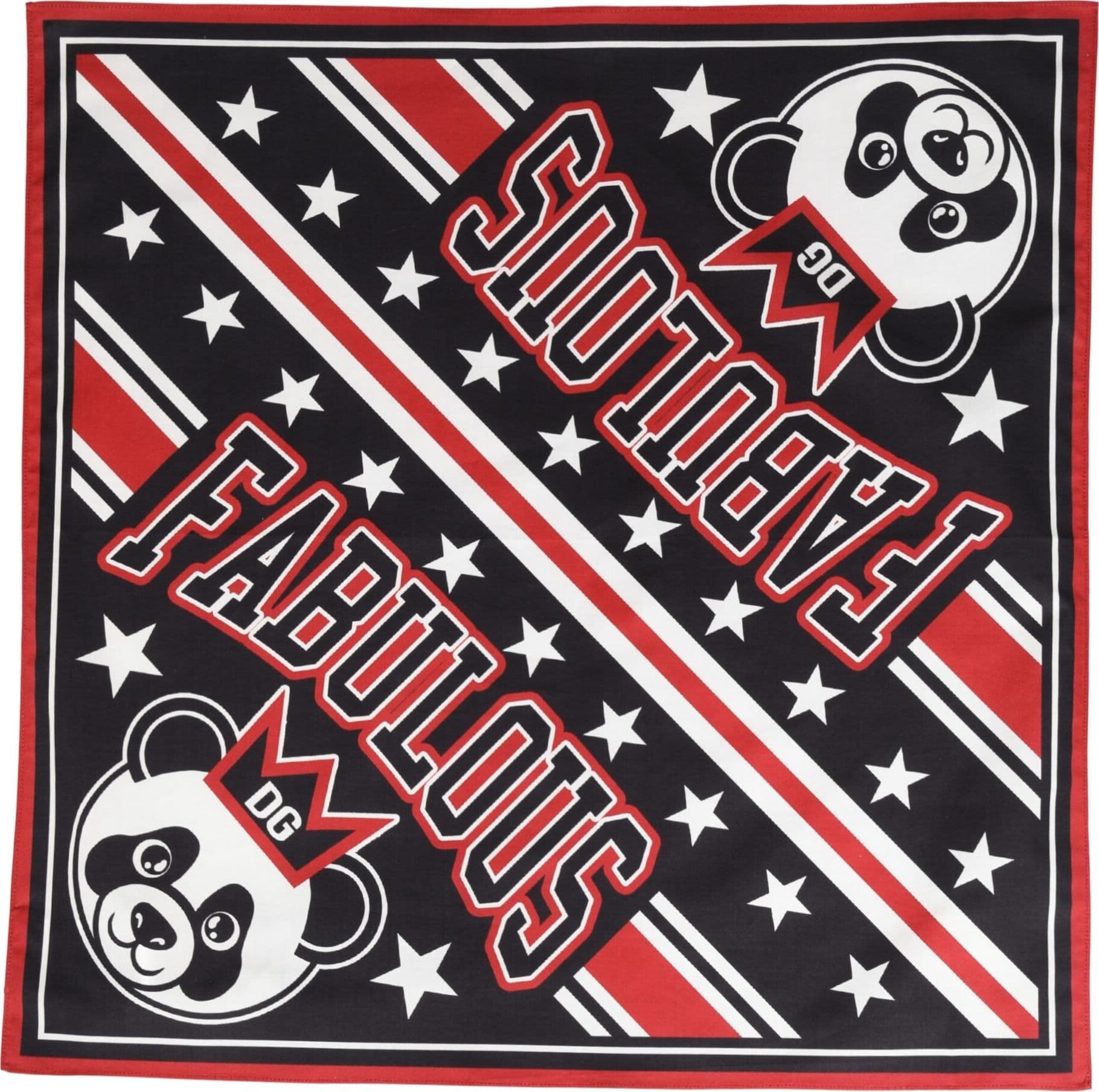 Black Red Panda Cotton Square Foulard 50.5cm x 50cm Scarf - 2