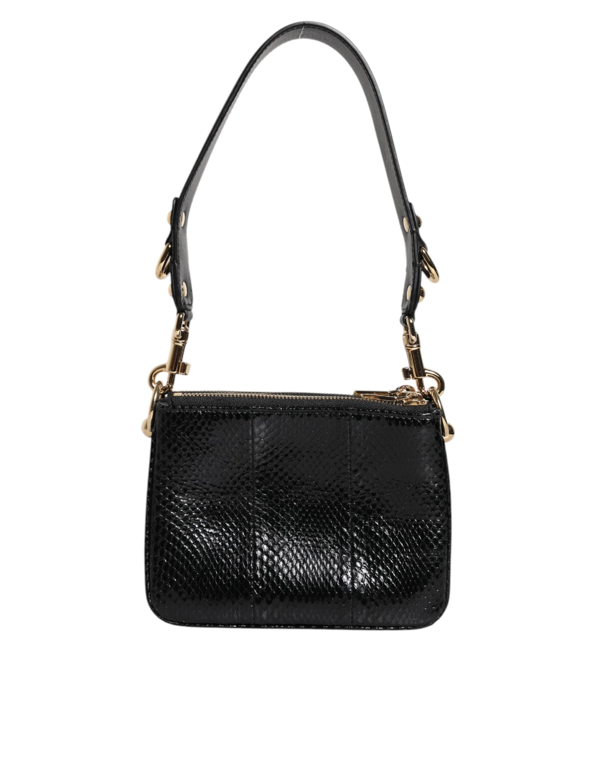 Black Exotic Leather Shoulder Sling Clutch Bag - 4