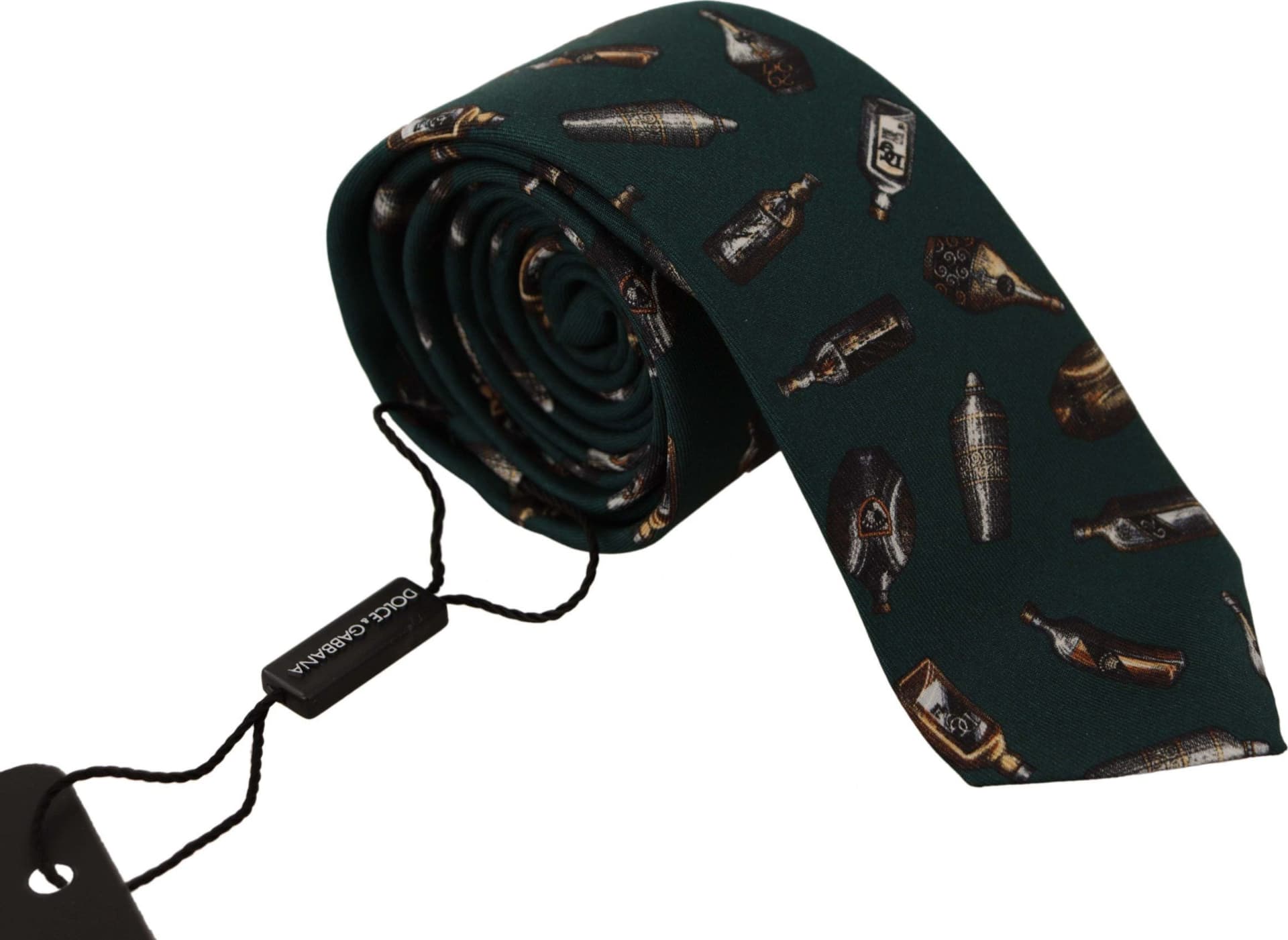 Black Bottle Fantasy Print Silk Adjustable Accessory Tie - 6