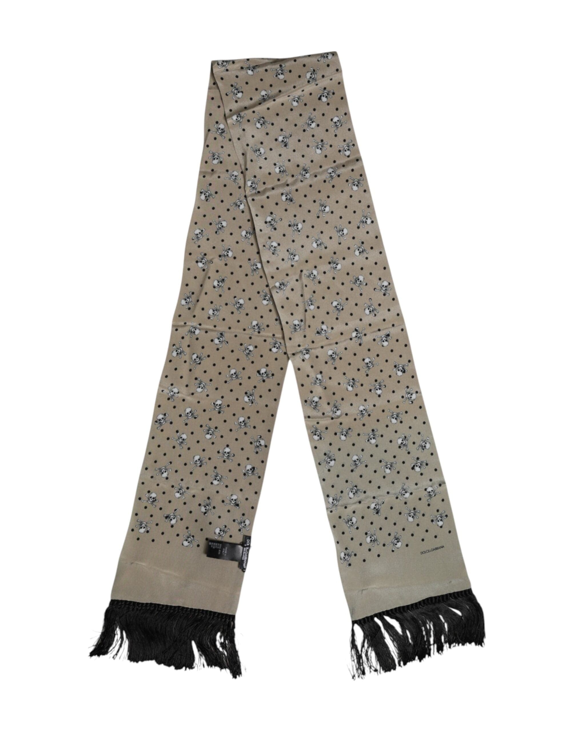 Gray Skulls Silk Fringes Men Foulard Scarf - 5