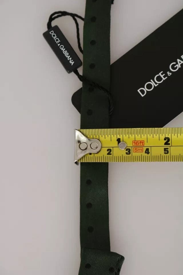 Green Silk Dotted Mens Necktie Bow Tie - 6