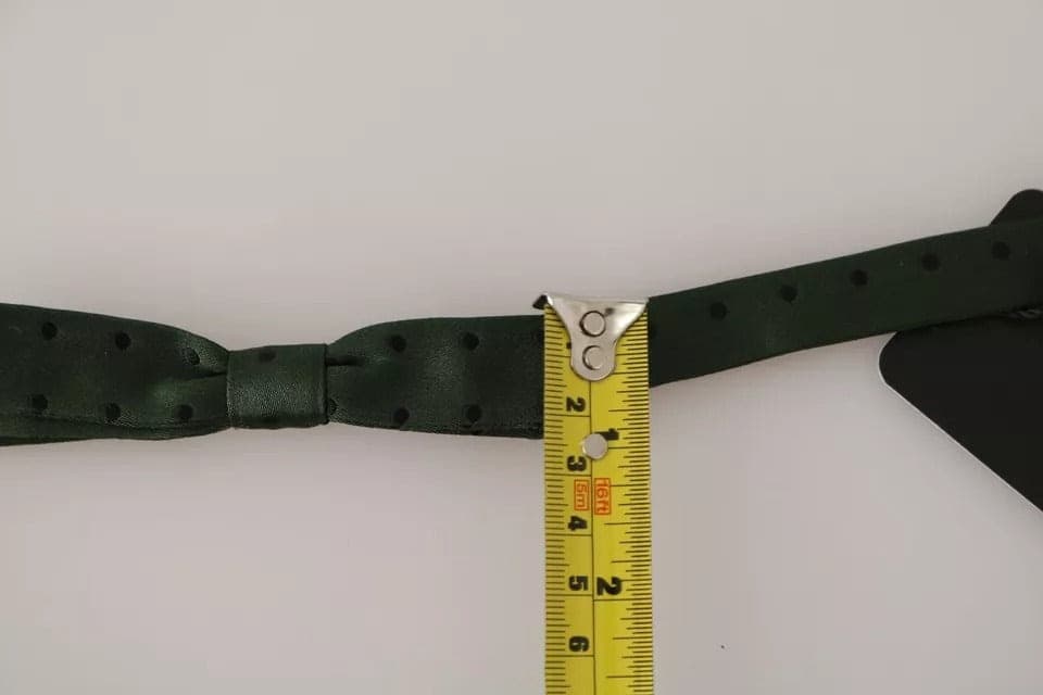 Green Silk Dotted Mens Necktie Bow Tie - 7