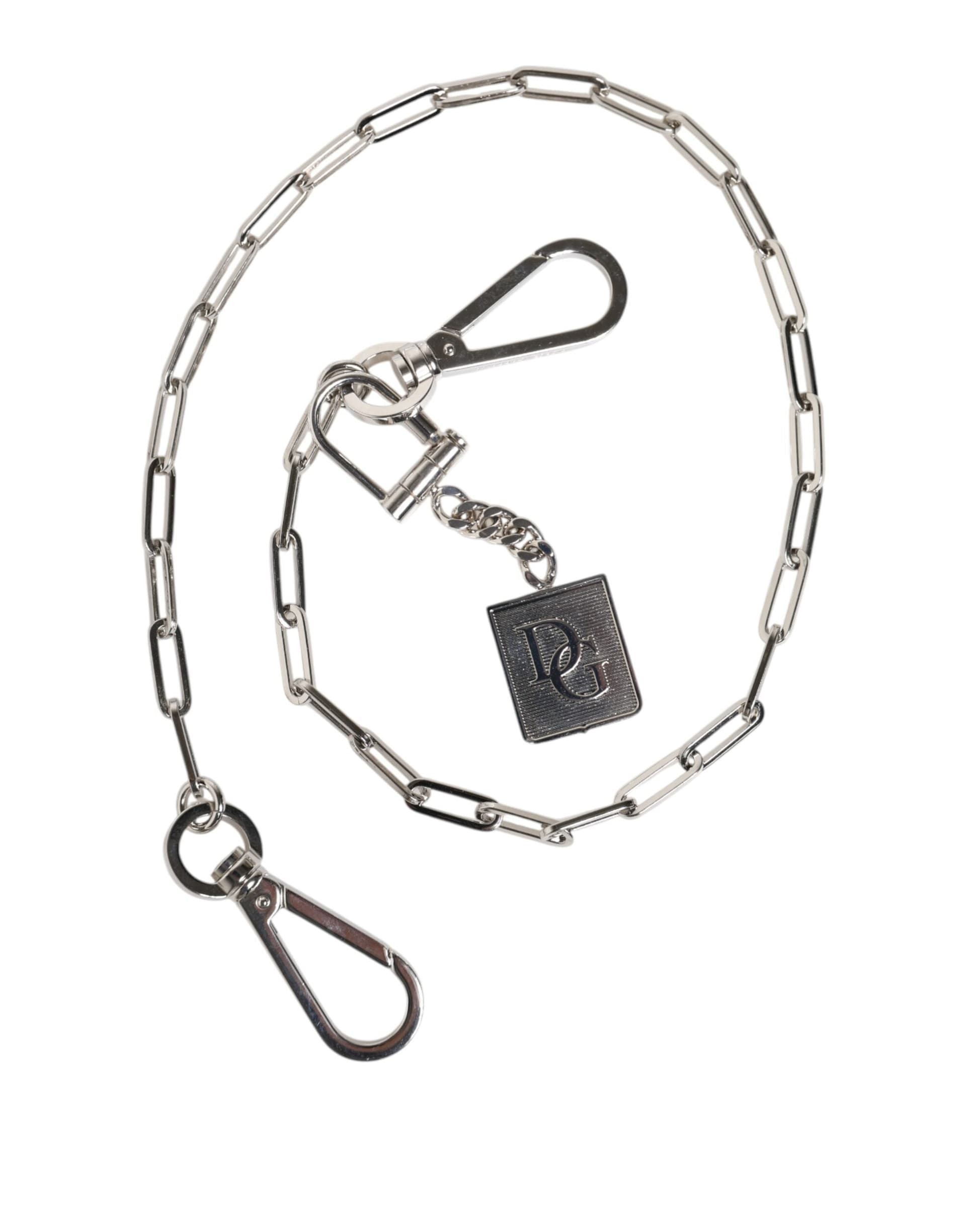 Silver Tone Metal Chain DG Charm Belt Keychain - 2