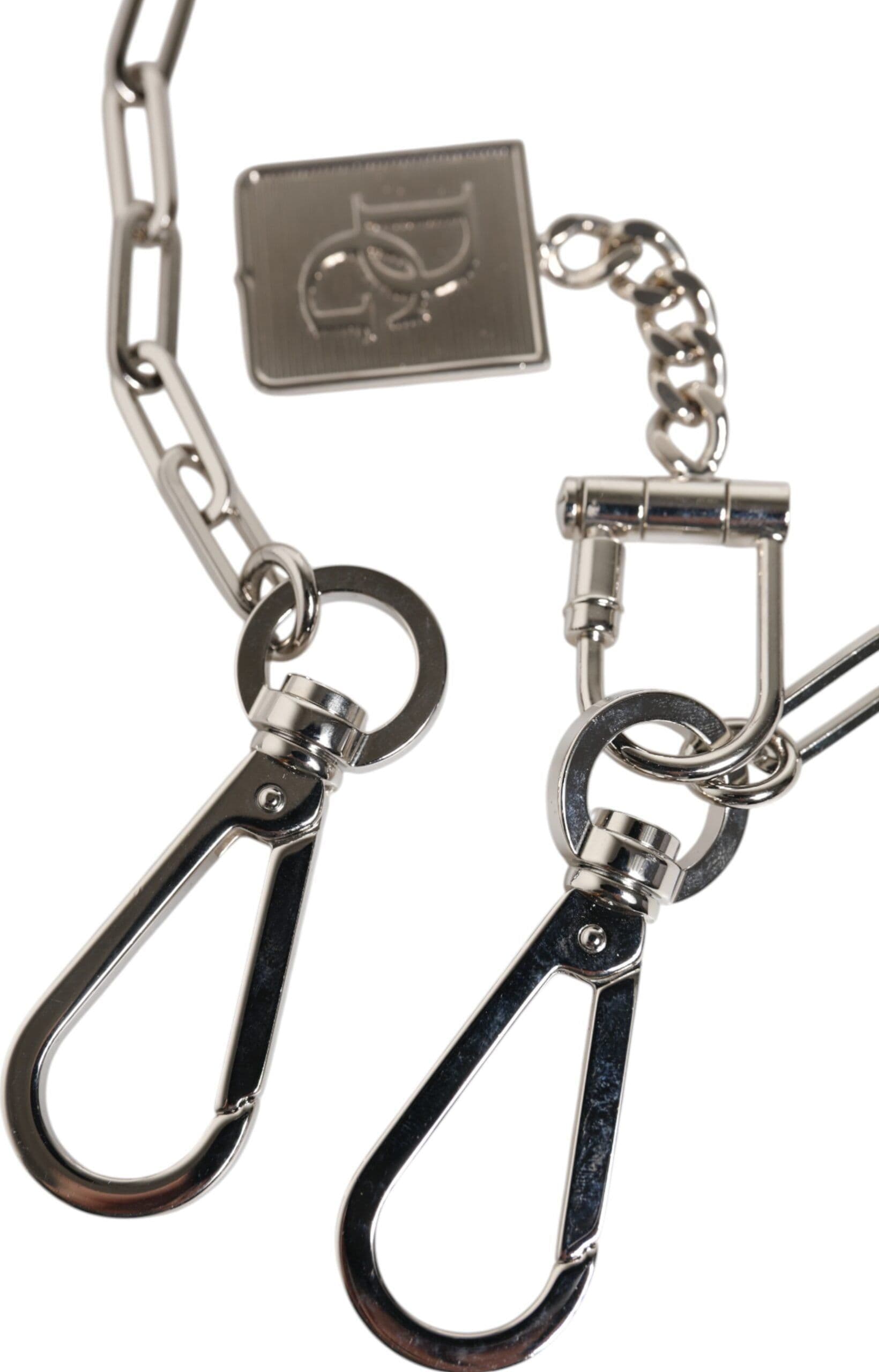 Silver Tone Metal Chain DG Charm Belt Keychain - 3