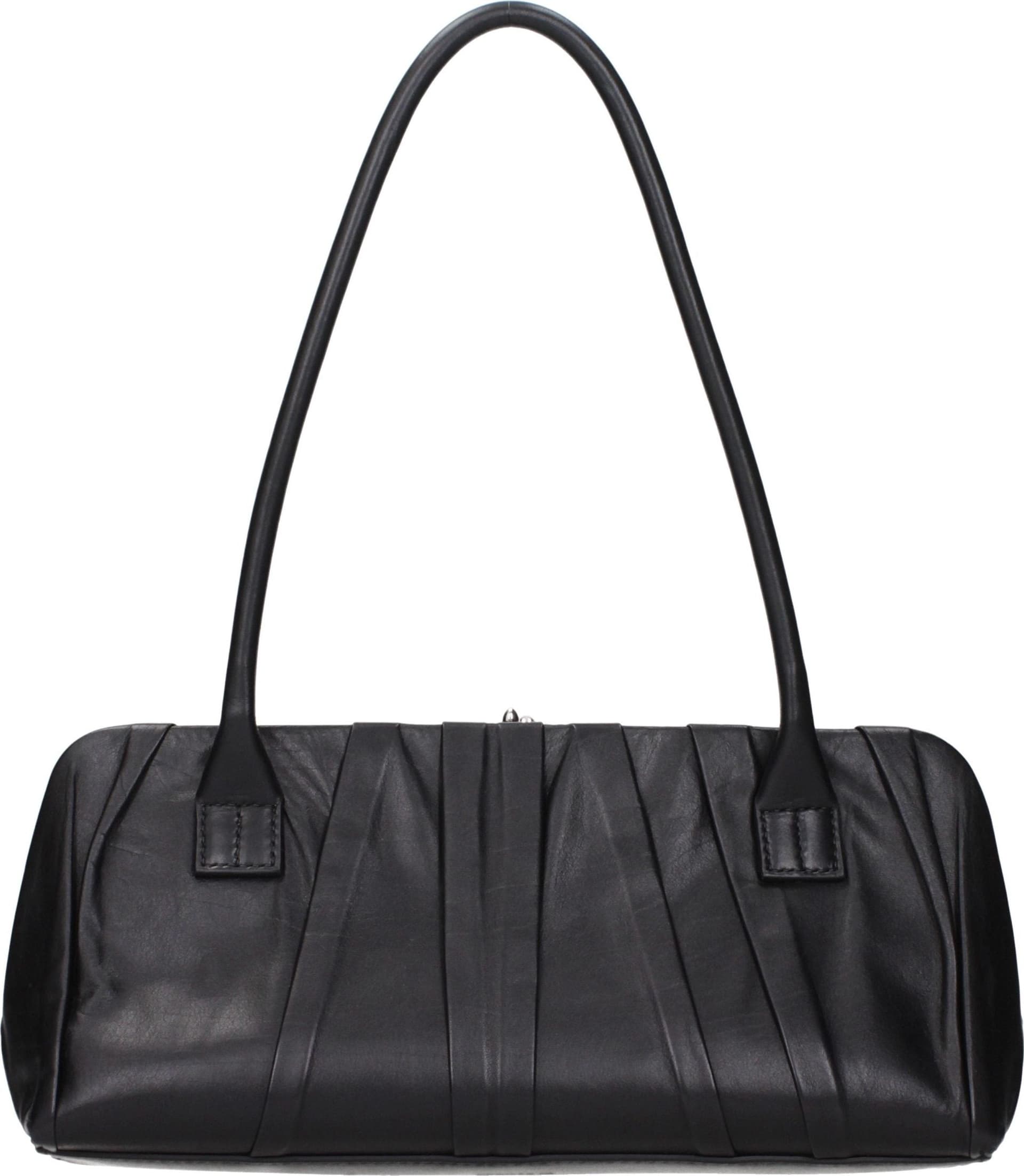 Black Leather Shoulder Bag - 3