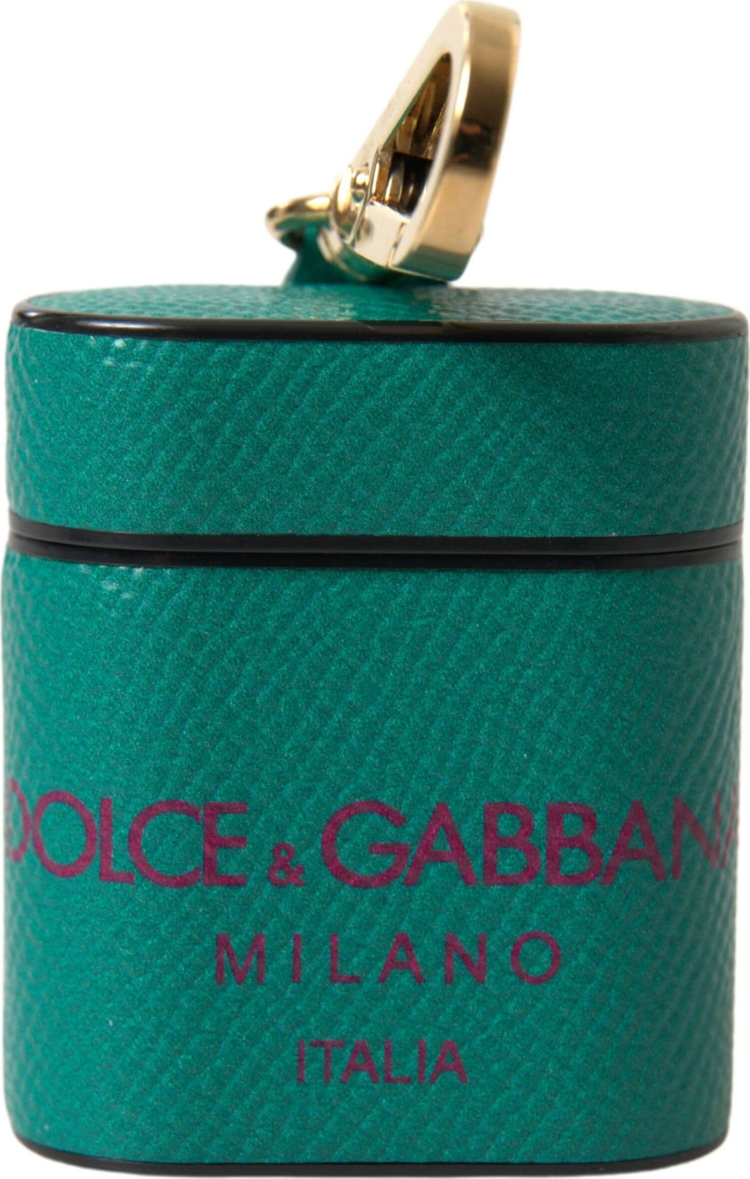 Green Maroon Calf Leather Logo Print Strap Airpods Case - 3