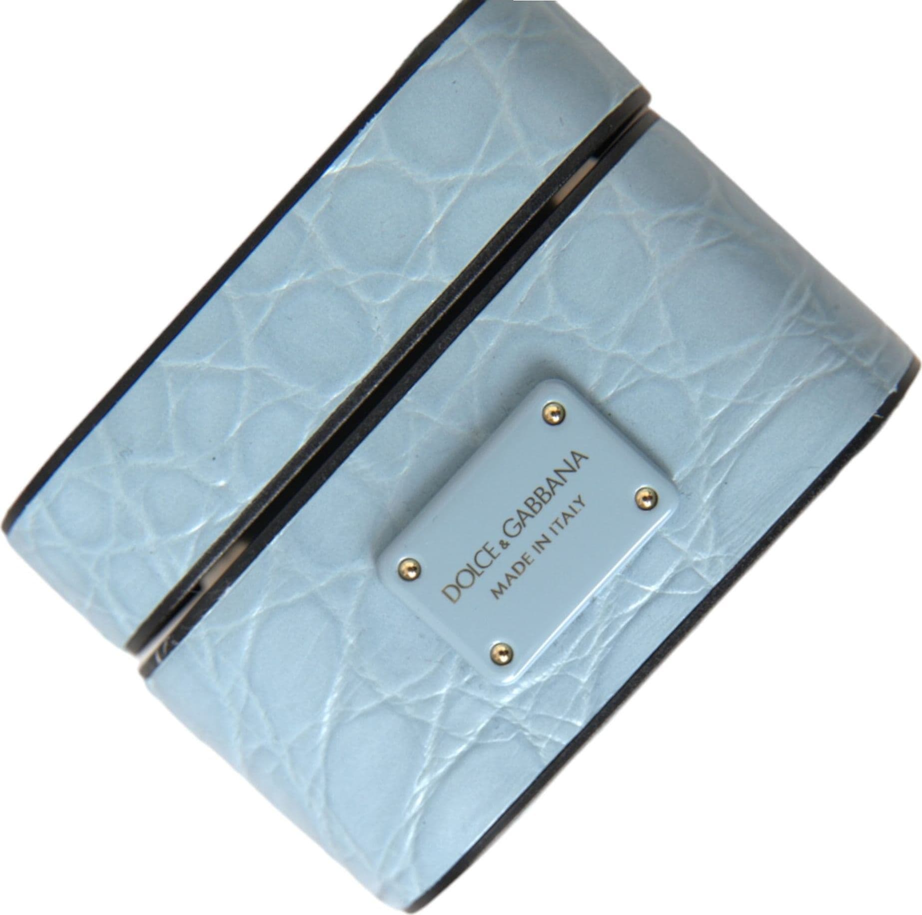 Light Blue Leather Metal Logo Plaque Airpods Case - 6