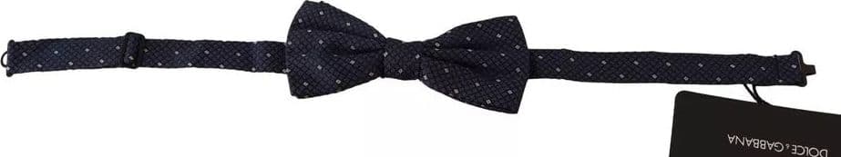 Blue Patterned Silk Adjustable Neck Bow Tie Men - 2