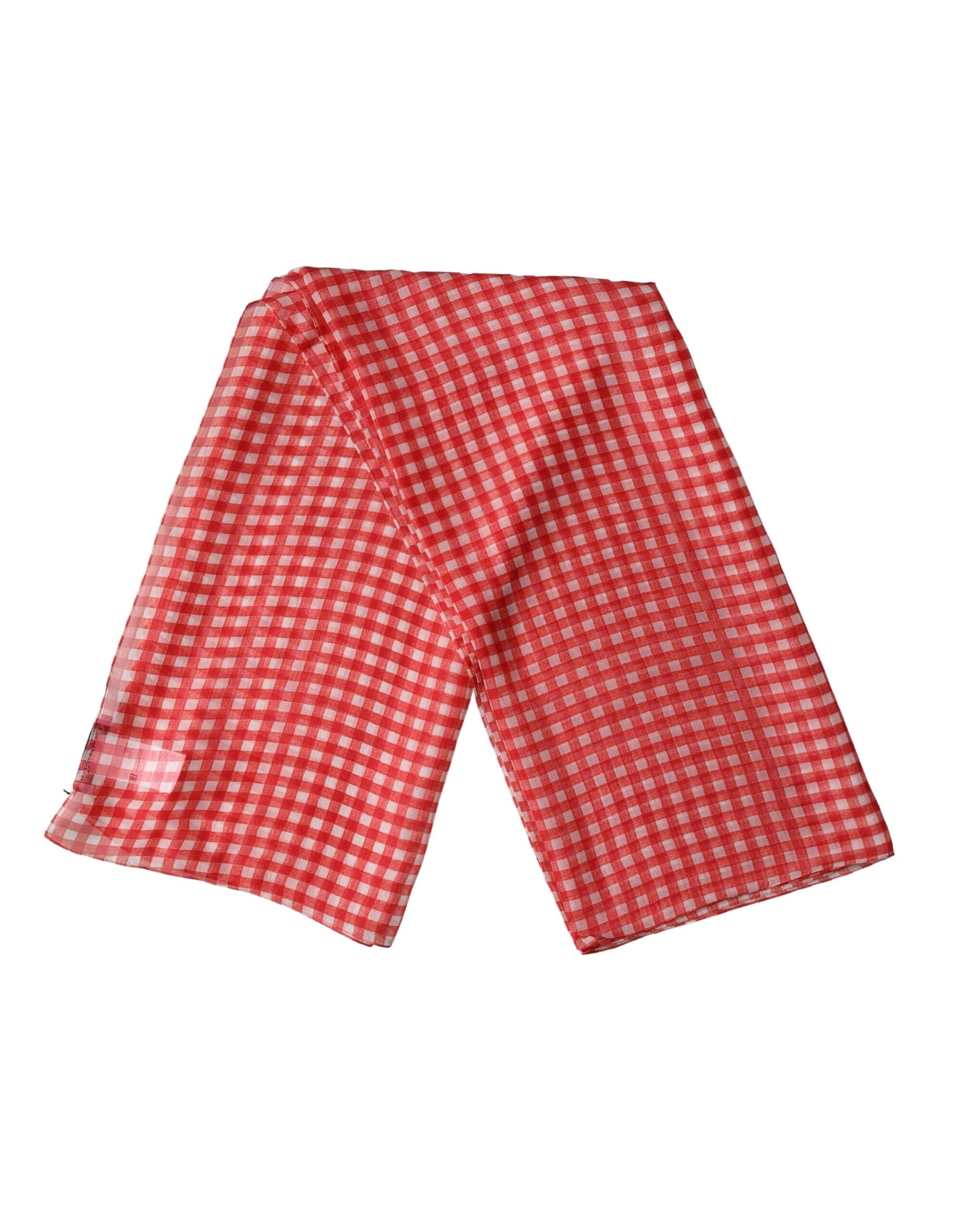 White Red Check Silk Wrap Foulard 140cm x 136cm Scarf - 2
