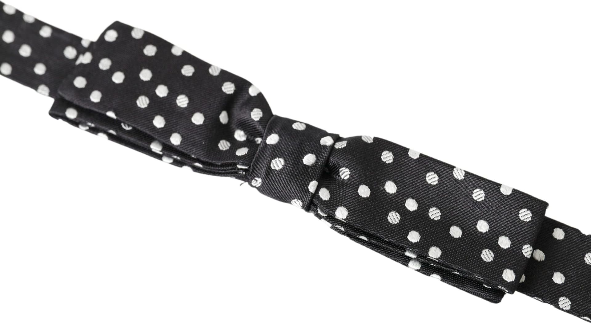 Black Polka Dot Silk Adjustable Men Neck Papillon Bow Tie - 2