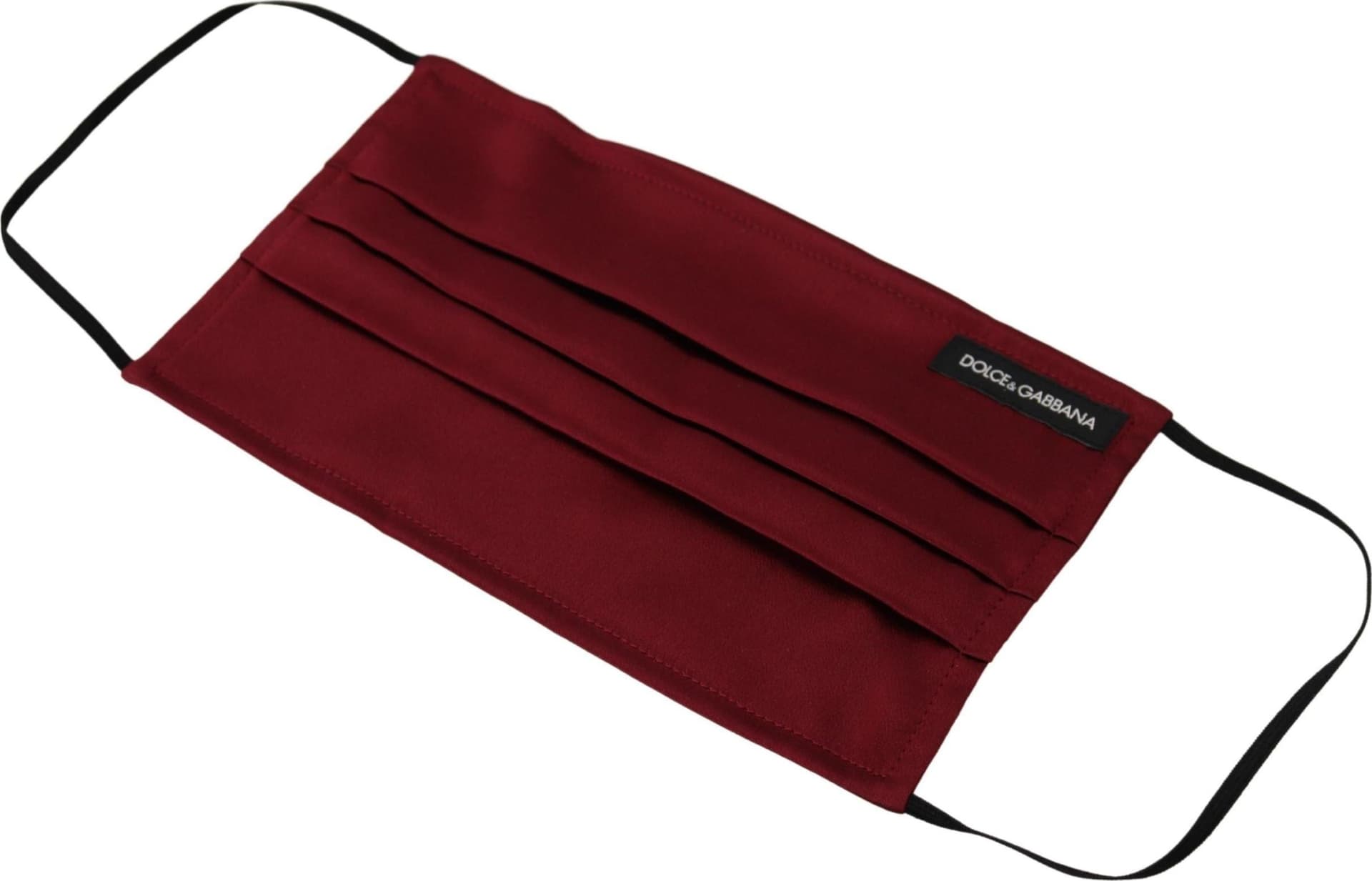 Maroon Silk Pleated Elastic Ear Strap One Size Face Mask - 3