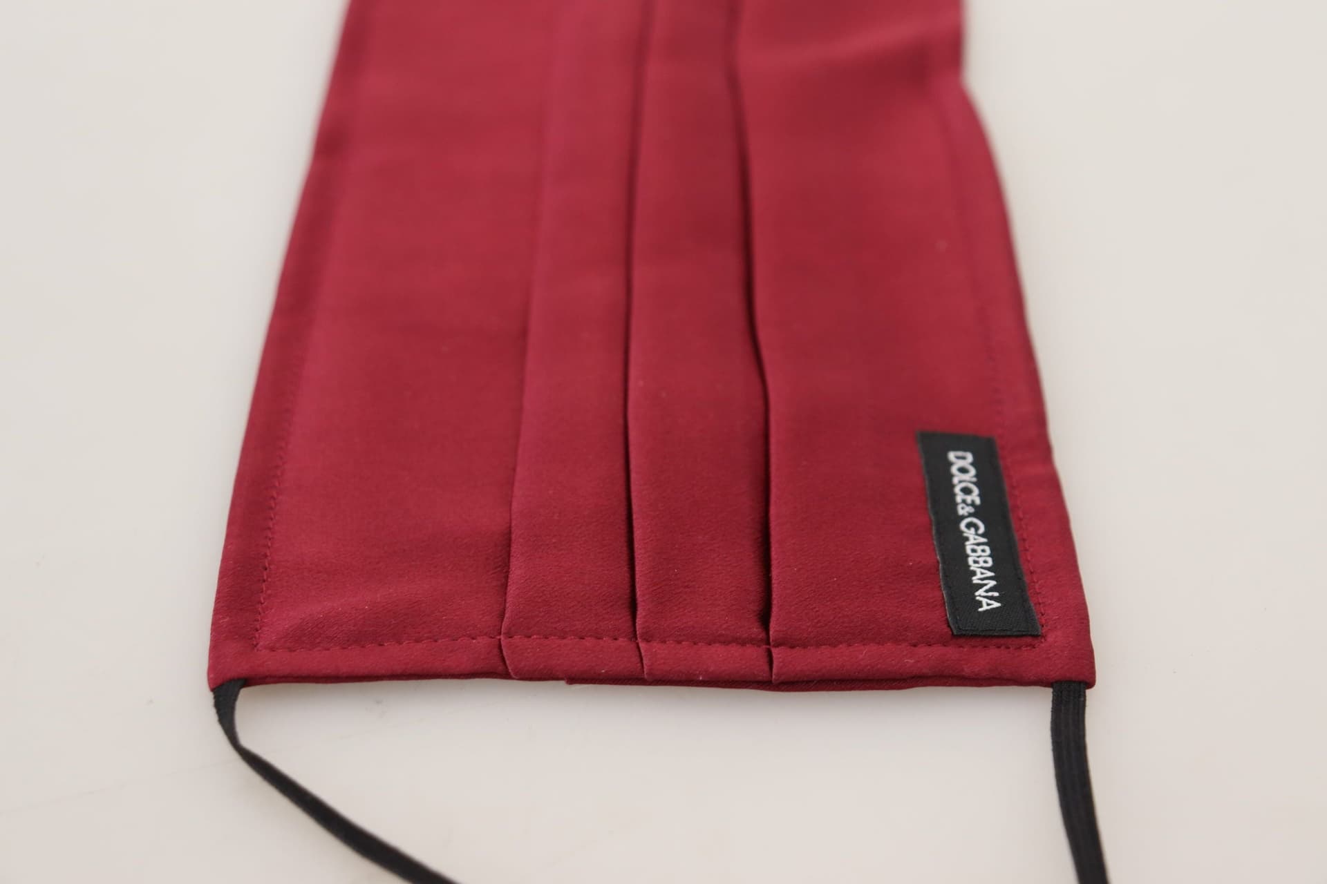 Maroon Silk Pleated Elastic Ear Strap One Size Face Mask - 5