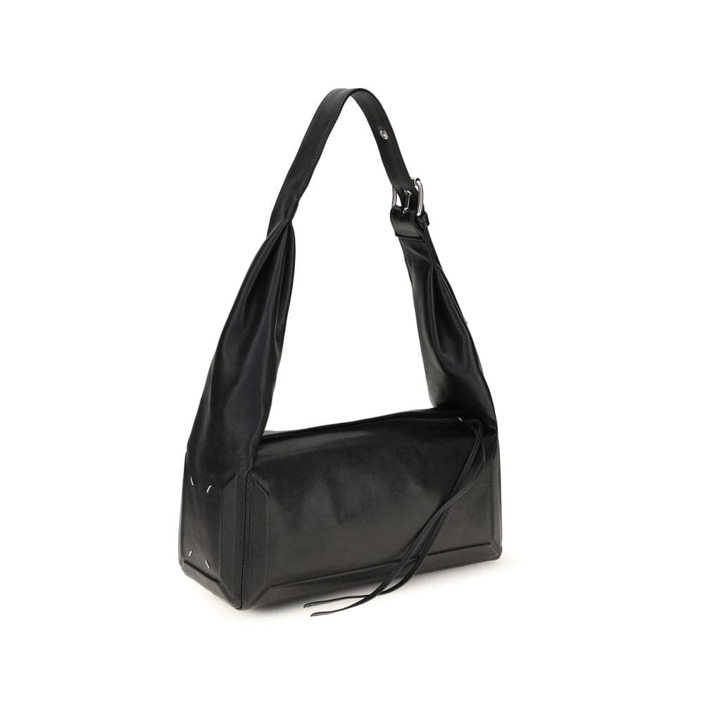 Black Leather Shoulder Bag - 2