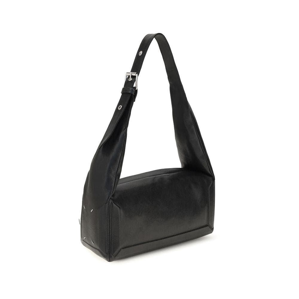 Black Leather Shoulder Bag - 3