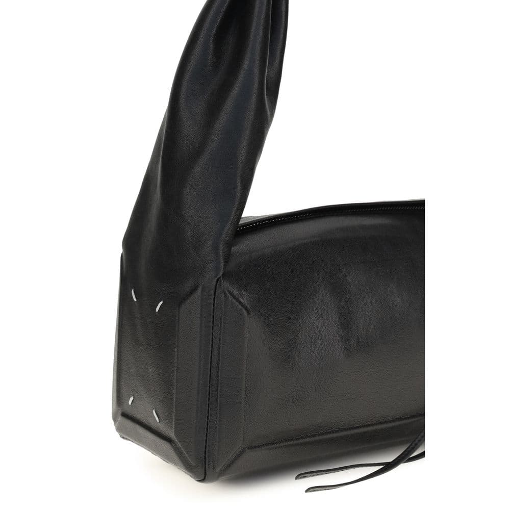 Black Leather Shoulder Bag - 4