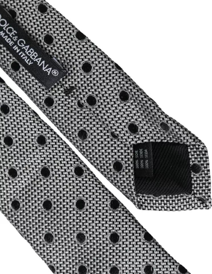 Black White Dot Fantasy Silk Adjustable Men Tie - 2