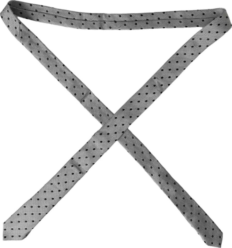 Black White Dot Fantasy Silk Adjustable Men Tie - 3