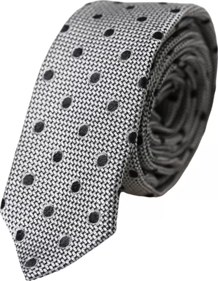 Black White Dot Fantasy Silk Adjustable Men Tie - 4