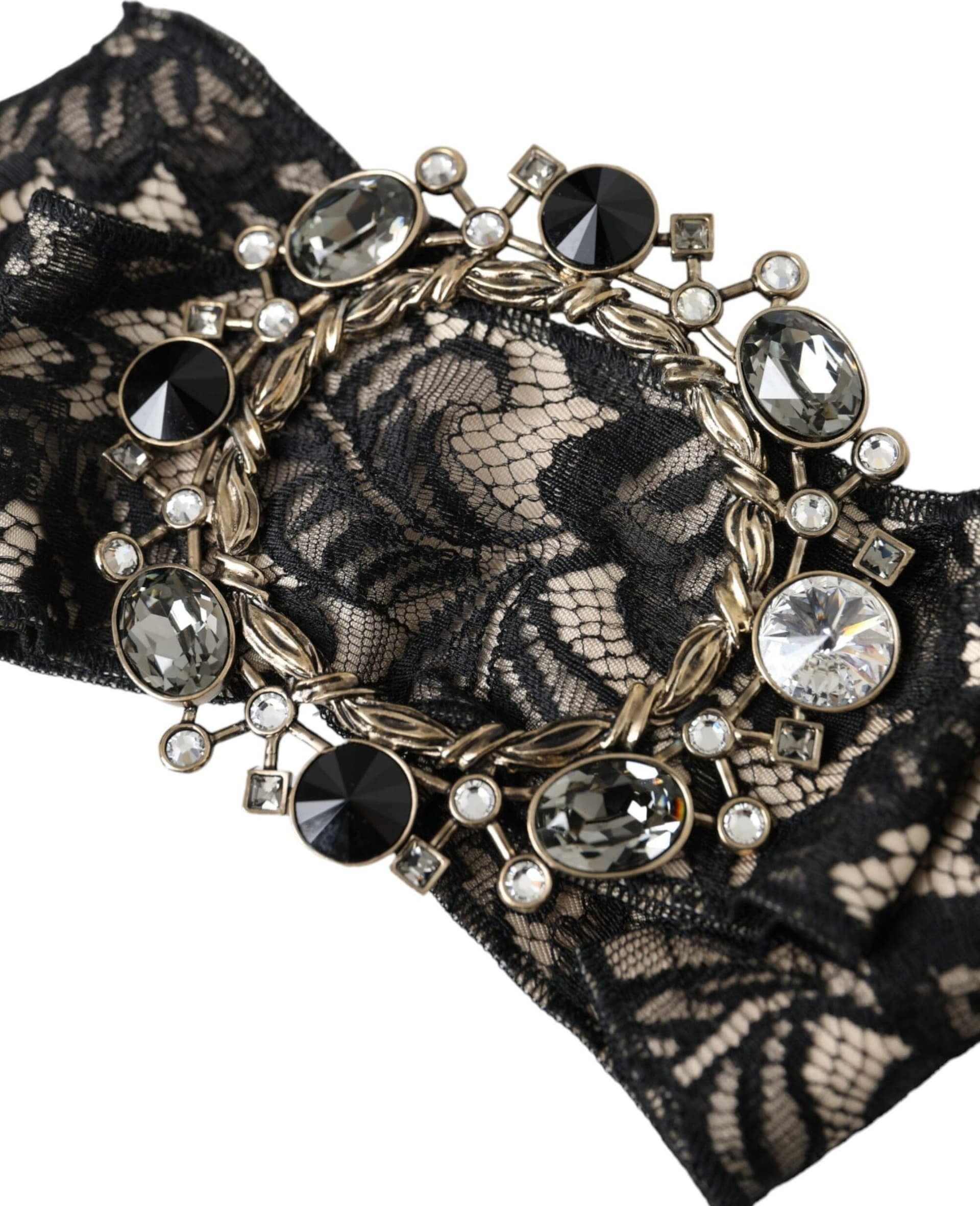 Black Lace Crystal Handmade Brooch Hair Pin - 2