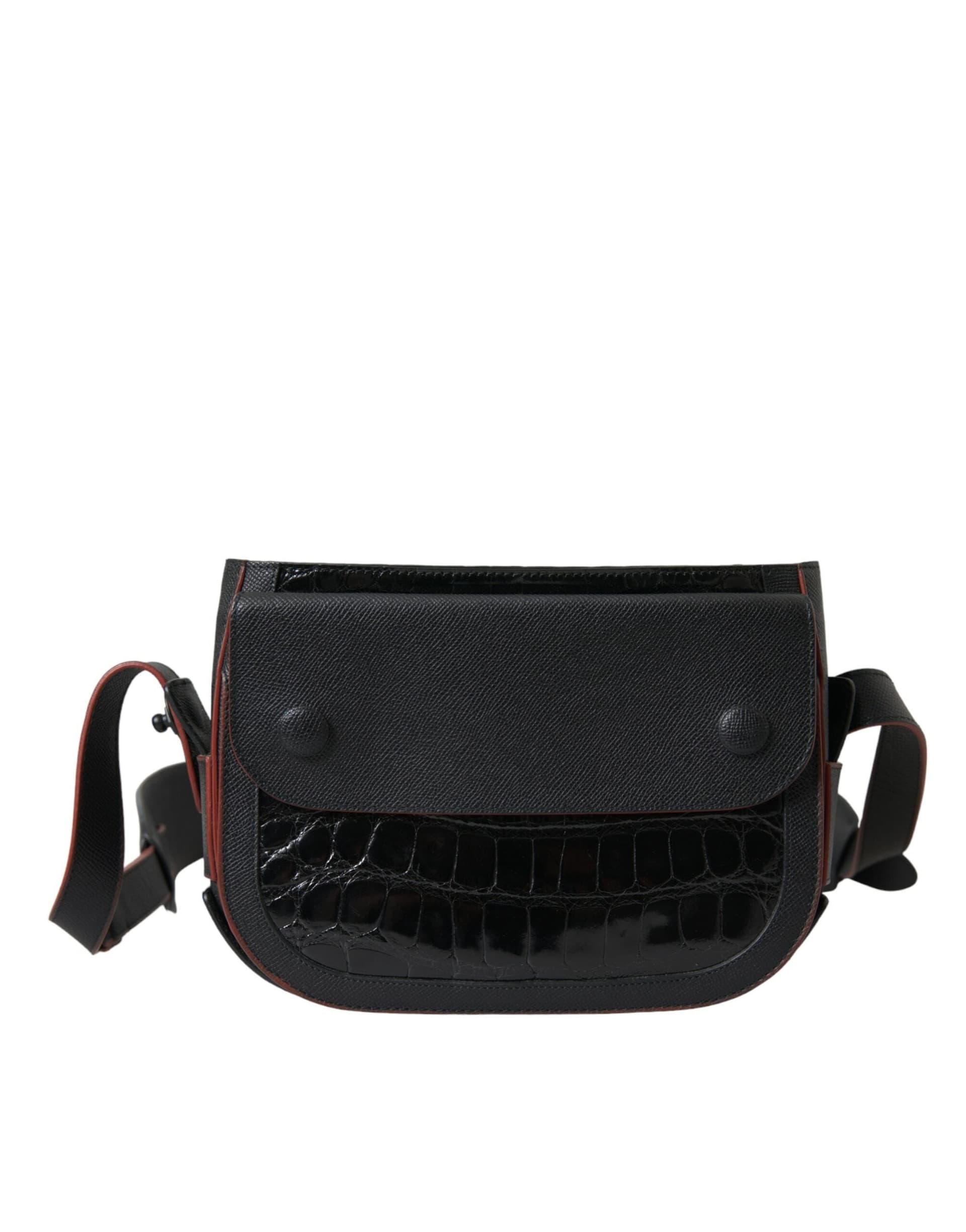 Black Exotic Leather Shoulder Crossbody Camera Bag - 4
