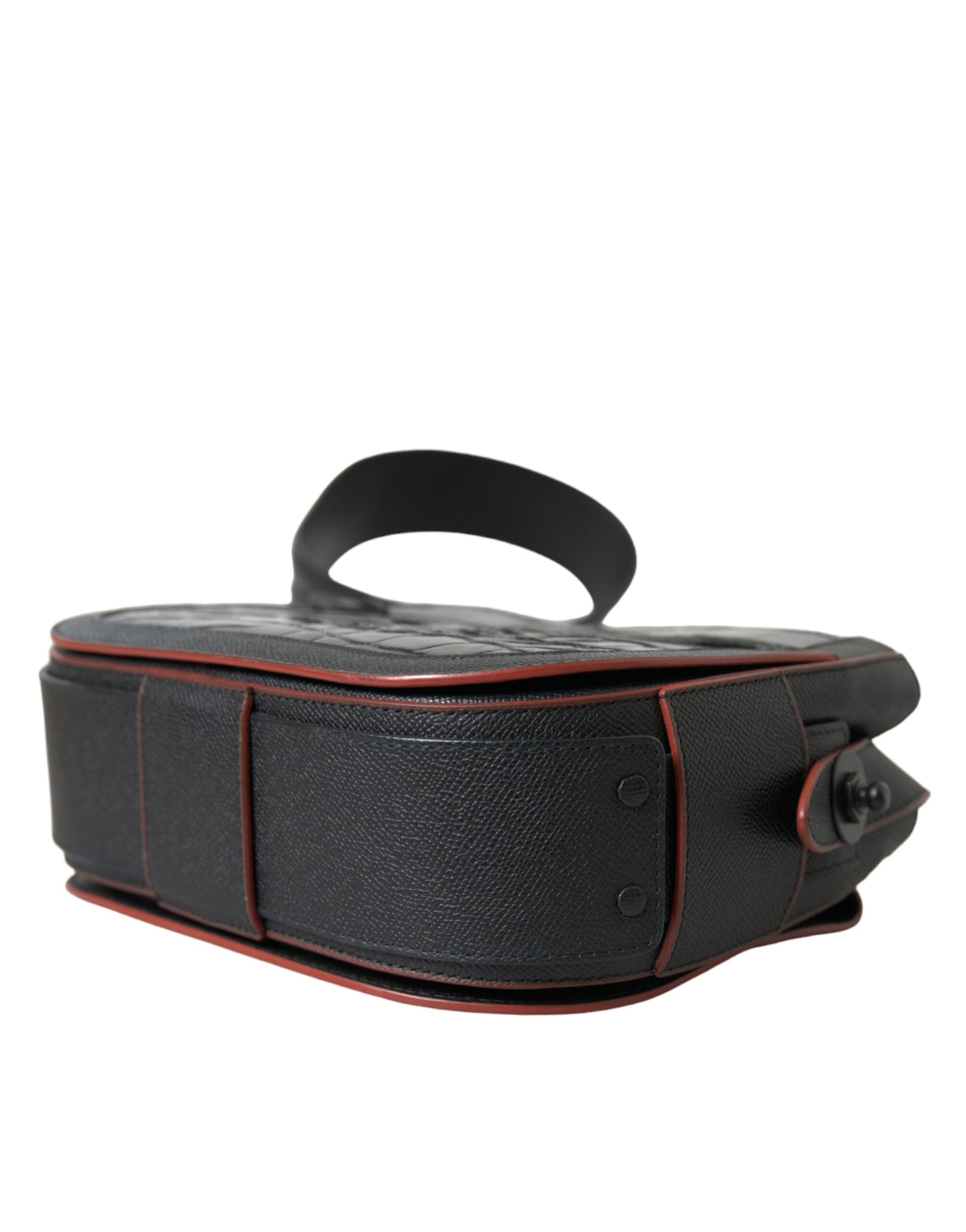 Black Exotic Leather Shoulder Crossbody Camera Bag - 5