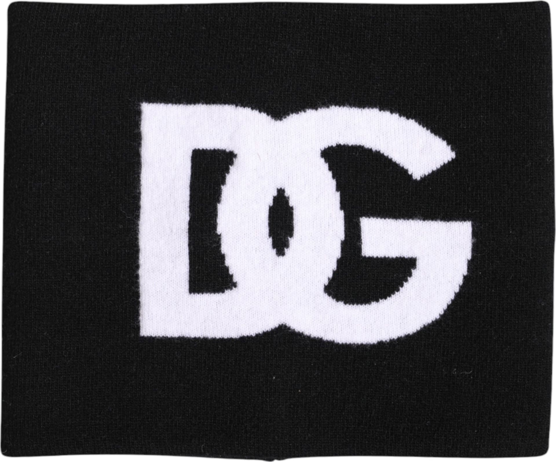 Black White Logo Print Knitted Neck Warmer Scarf - 5