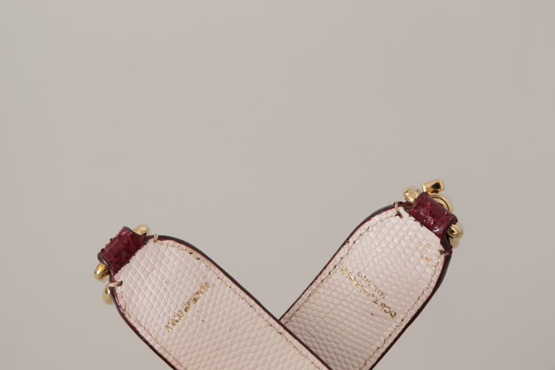 Bordeaux Leather Crystals Bag Shoulder Strap - 3