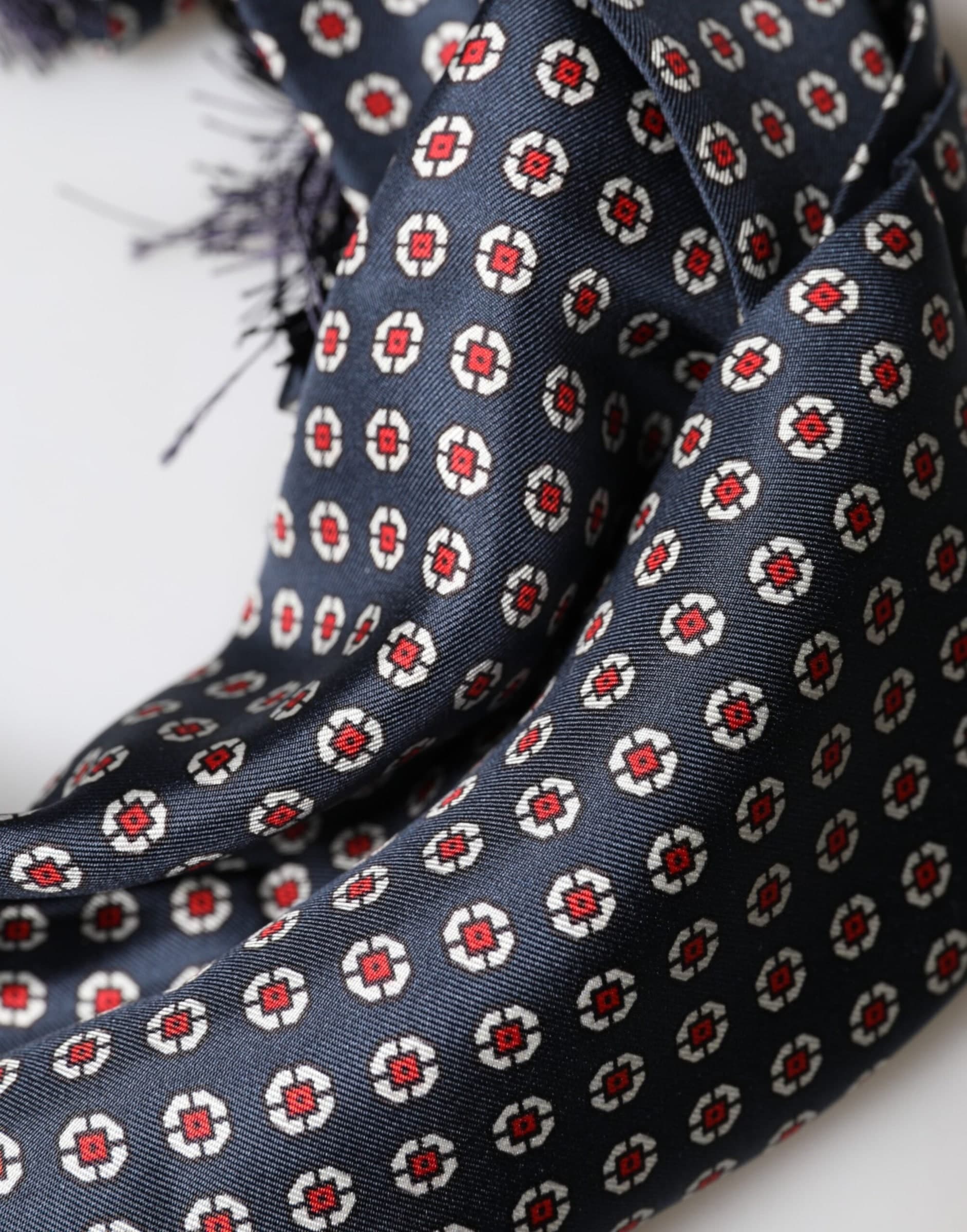 Black Patterned Fringes Neck Foulard Scarf - 4