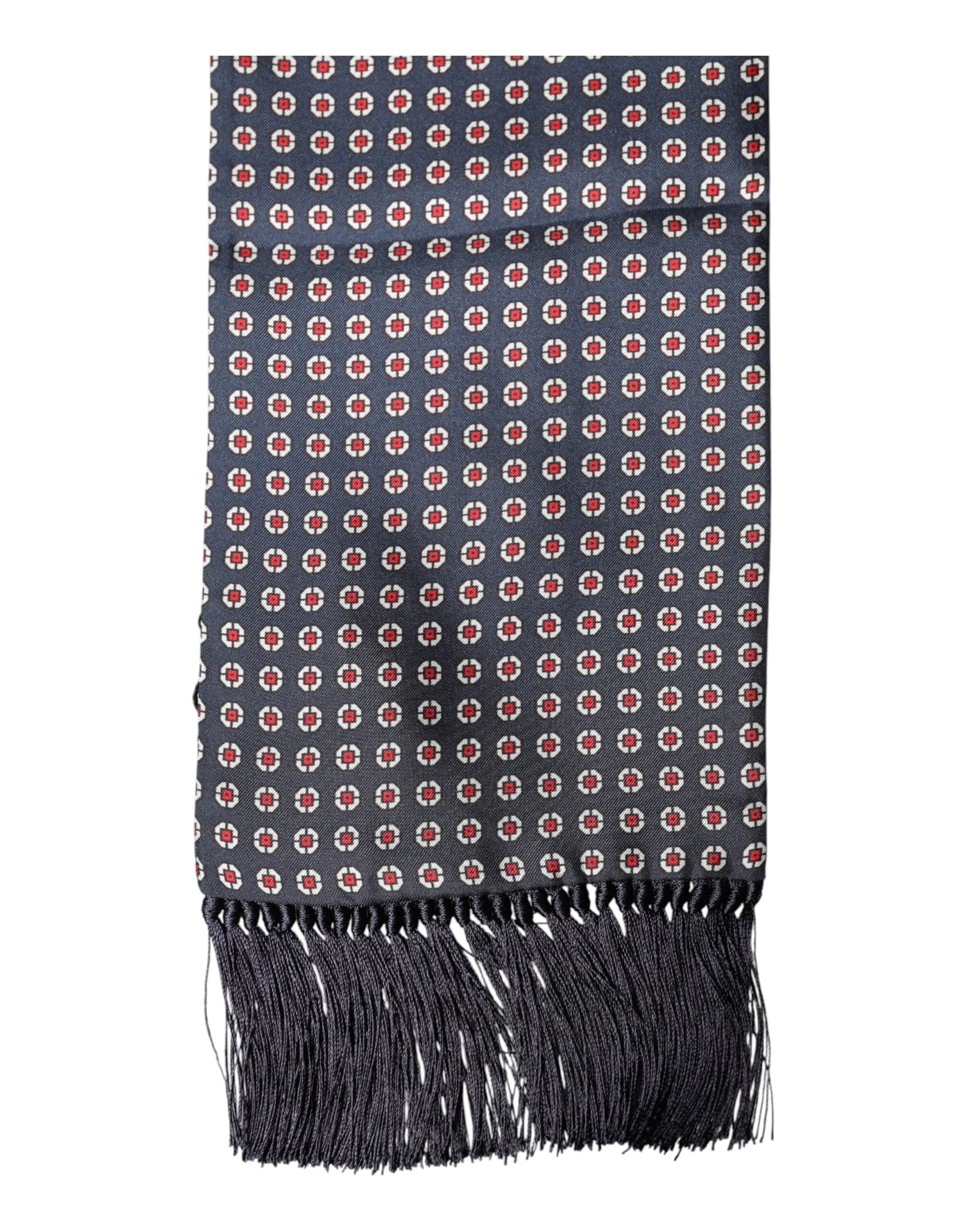 Black Patterned Fringes Neck Foulard Scarf - 5