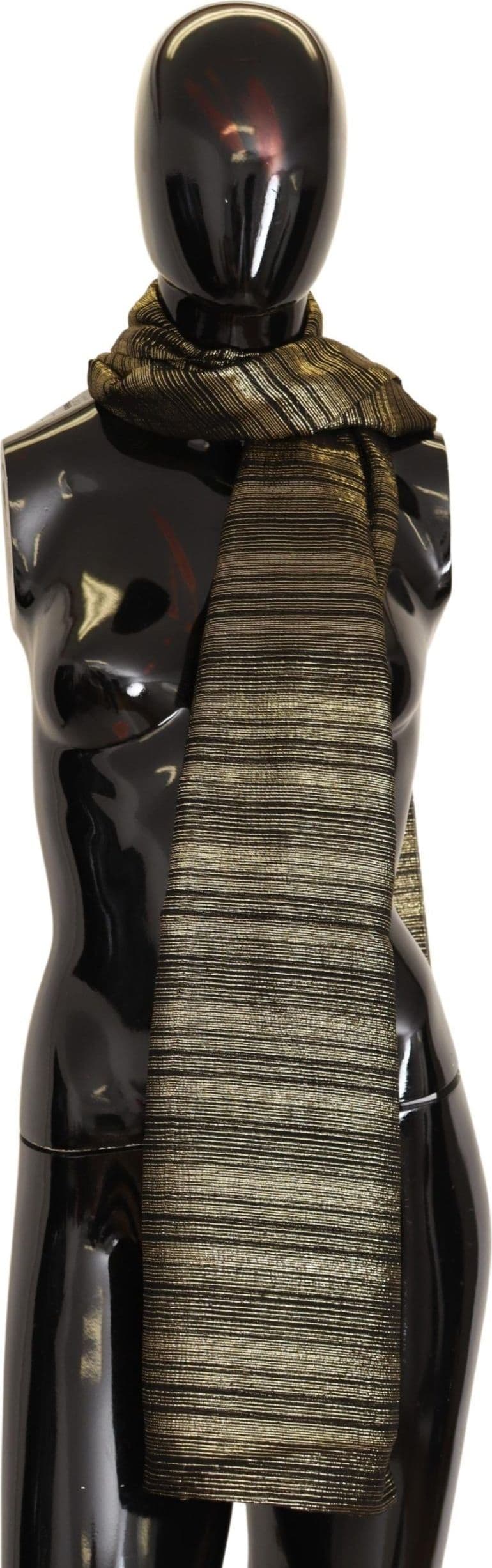 Metallic Gold Silk Stretch Shawl Wrap Scarf - 4