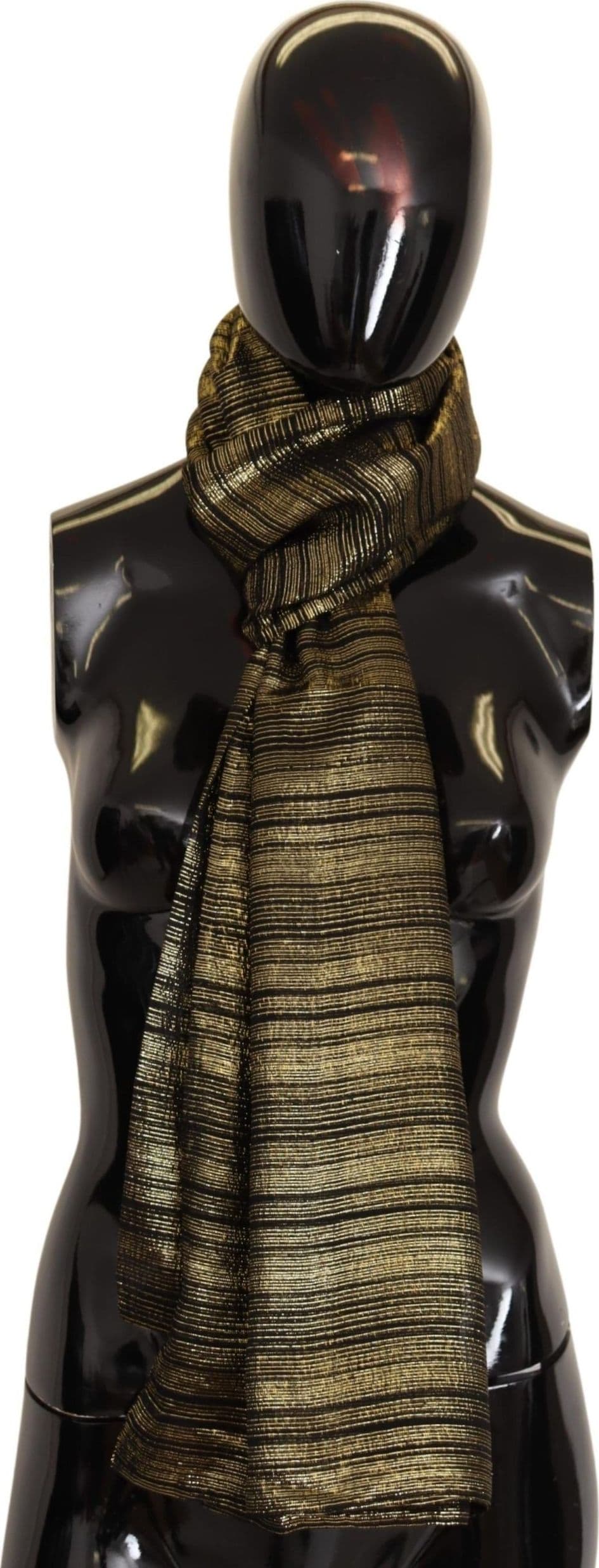 Metallic Gold Silk Stretch Shawl Wrap Scarf - 5