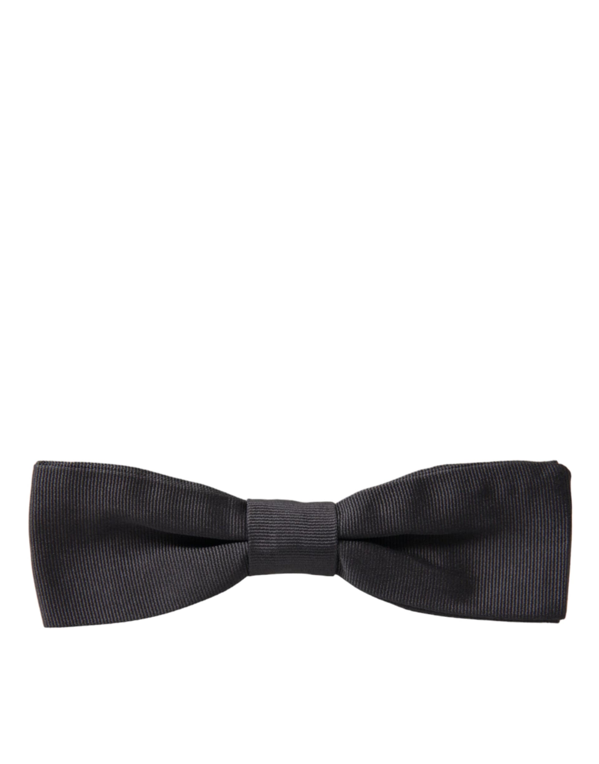Dark Gray Silk Adjustable Neck Men Papillon Bow Tie - 4