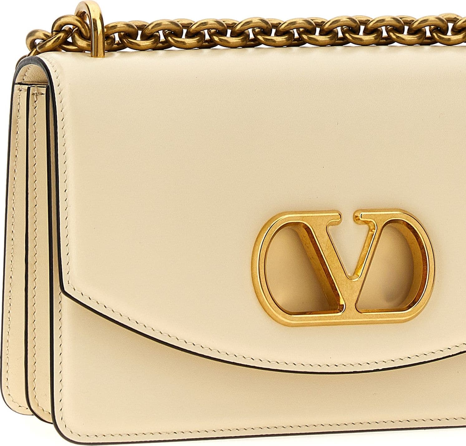 White Calfskin Shoulder Bag - 3