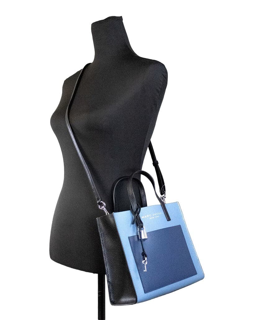 Marc Jacobs Grind Mini Blue Heaven Colorblock Leather Tote Crossbody Bag Purse - 2