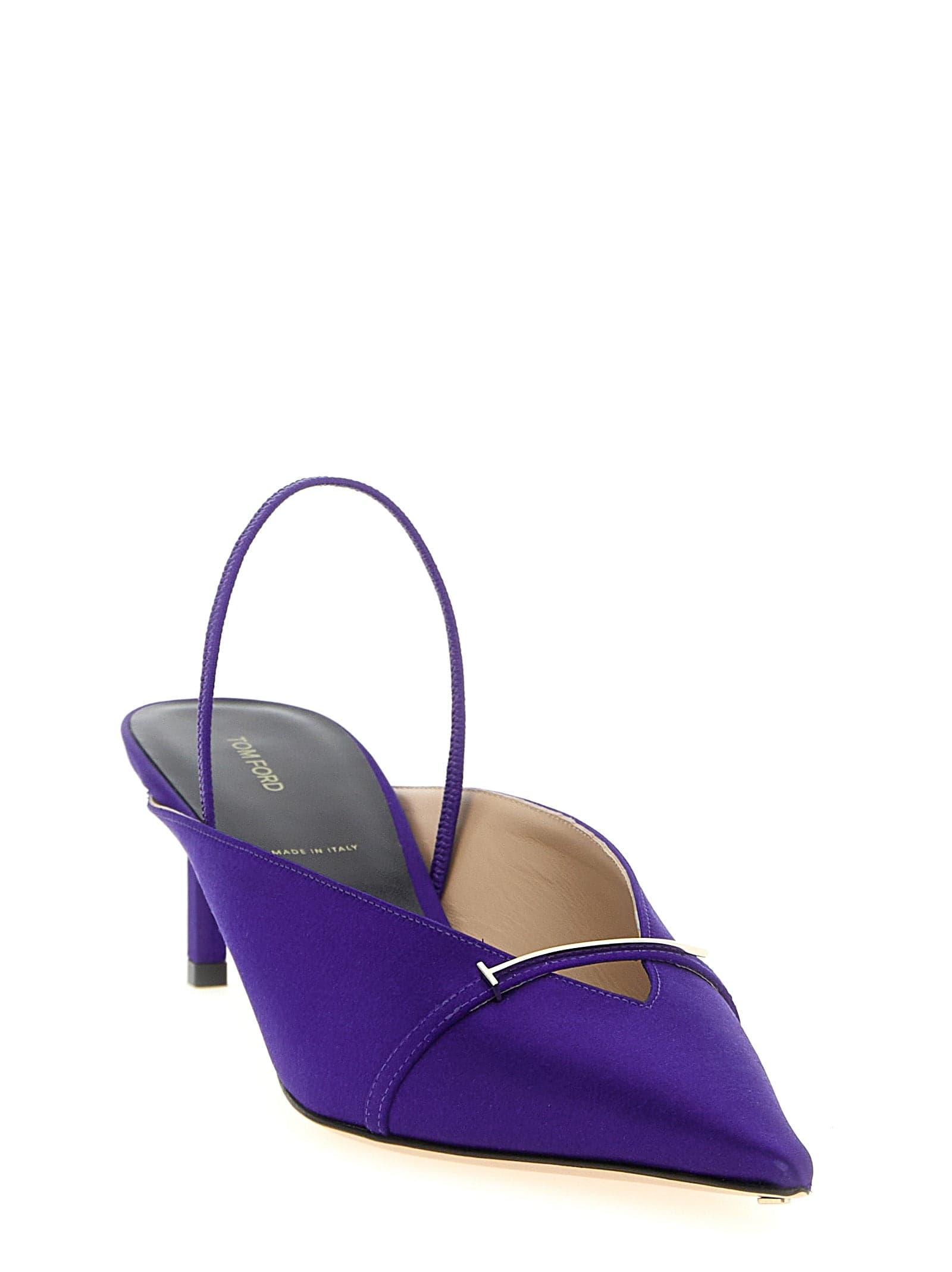 Purple Viscose Mid Heel Pumps - 2