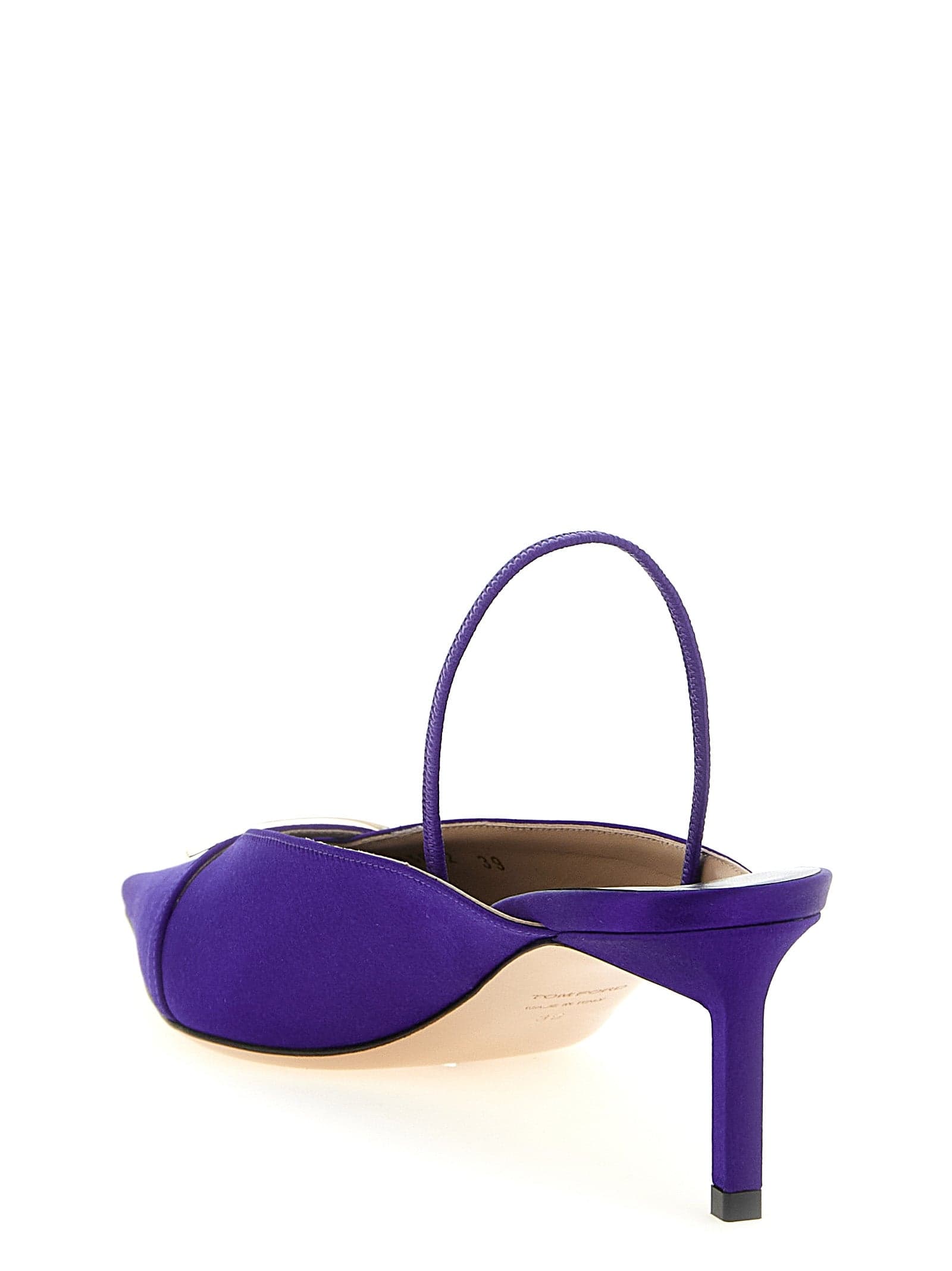 Purple Viscose Mid Heel Pumps - 3